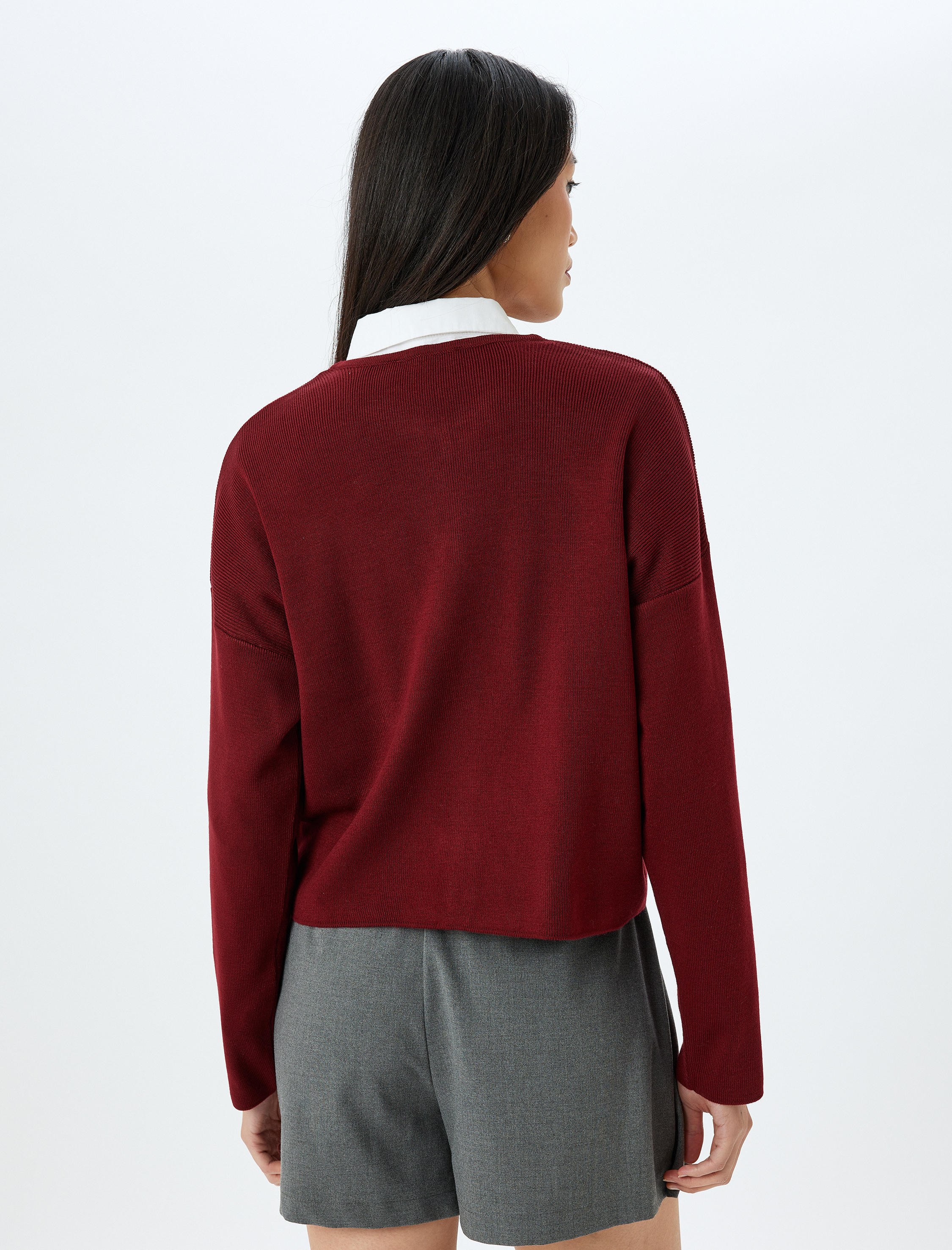   Uzun Kollu Bisiklet Yaka Düğmeli Triko Hırka