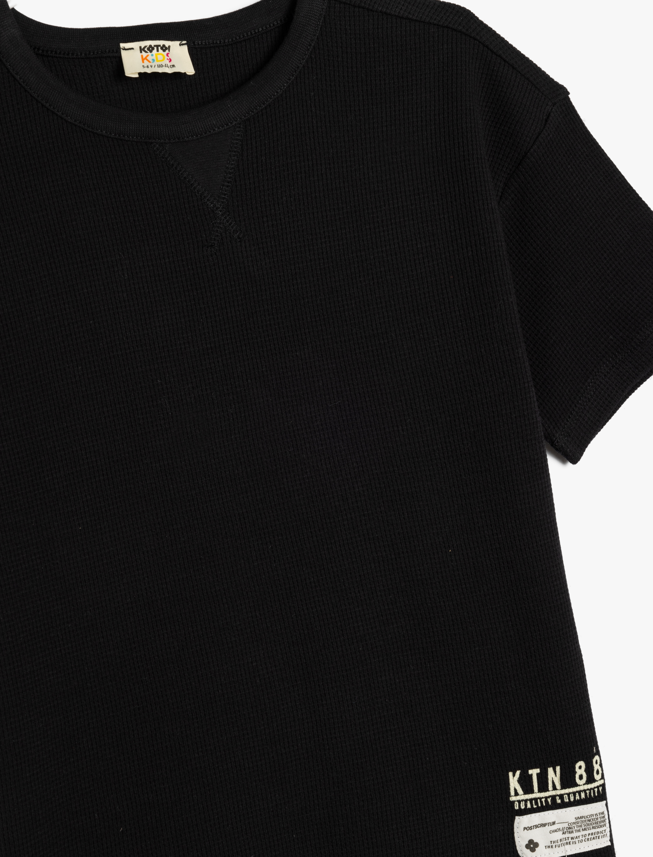  Erkek Çocuk Basic Tişört Kısa Kollu Bisiklet Yaka Dokulu Pamuklu