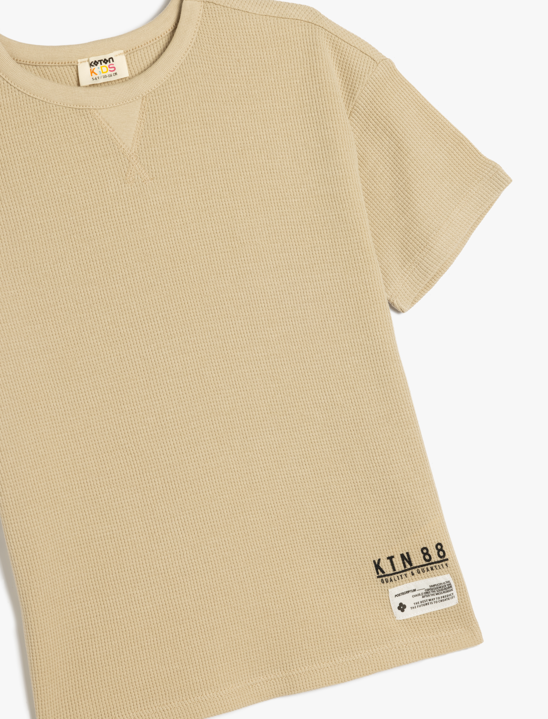  Erkek Çocuk Basic Tişört Kısa Kollu Bisiklet Yaka Dokulu Pamuklu