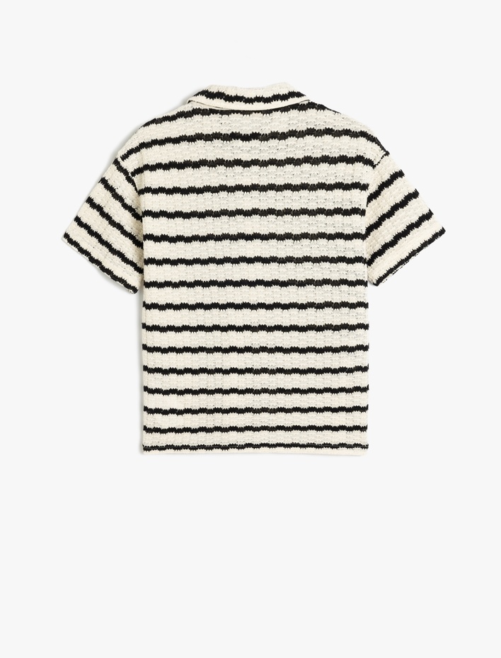 Erkek Çocuk Triko Polo Yaka Tişört Ajurlu Kısa Kollu Pamuklu