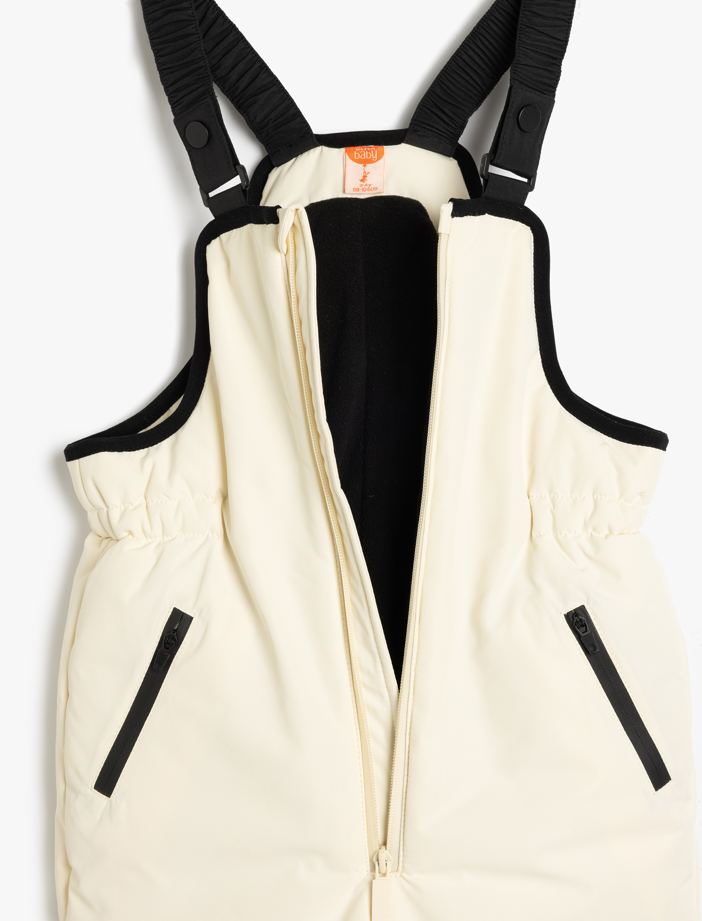  Kız Bebek Fermuar ve Cep Detaylı Askılı Kayak Tulumu