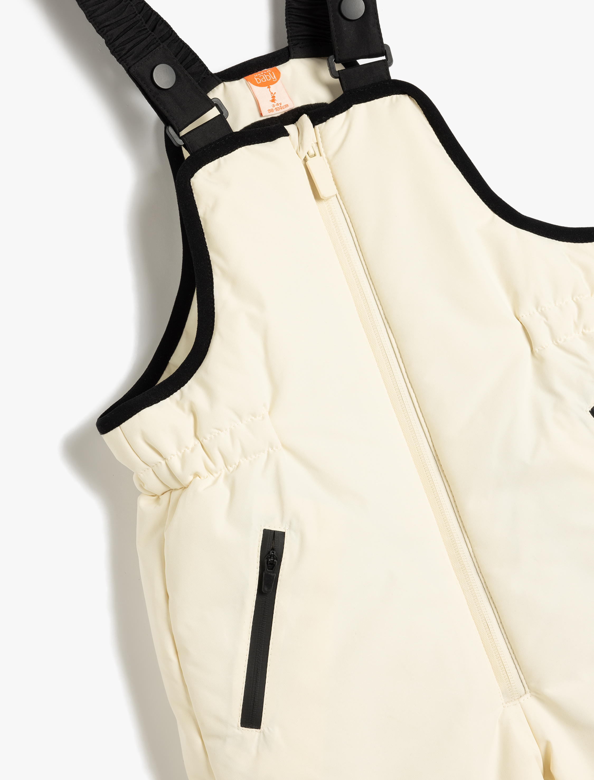  Kız Bebek Fermuar ve Cep Detaylı Askılı Kayak Tulumu