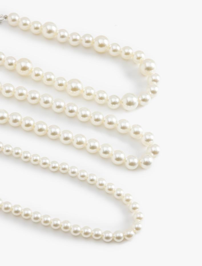 Kadın 4 Sıralı Kısa İnci Kolye