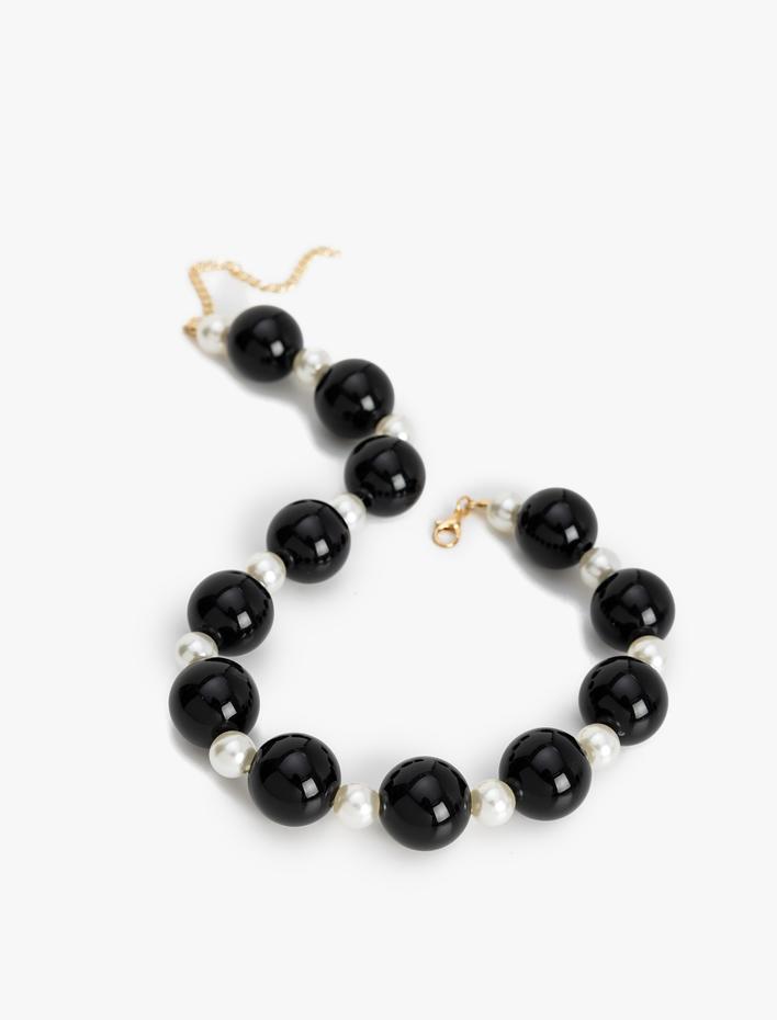 Kadın Büyük Boncuk Detaylı Kısa Kolye