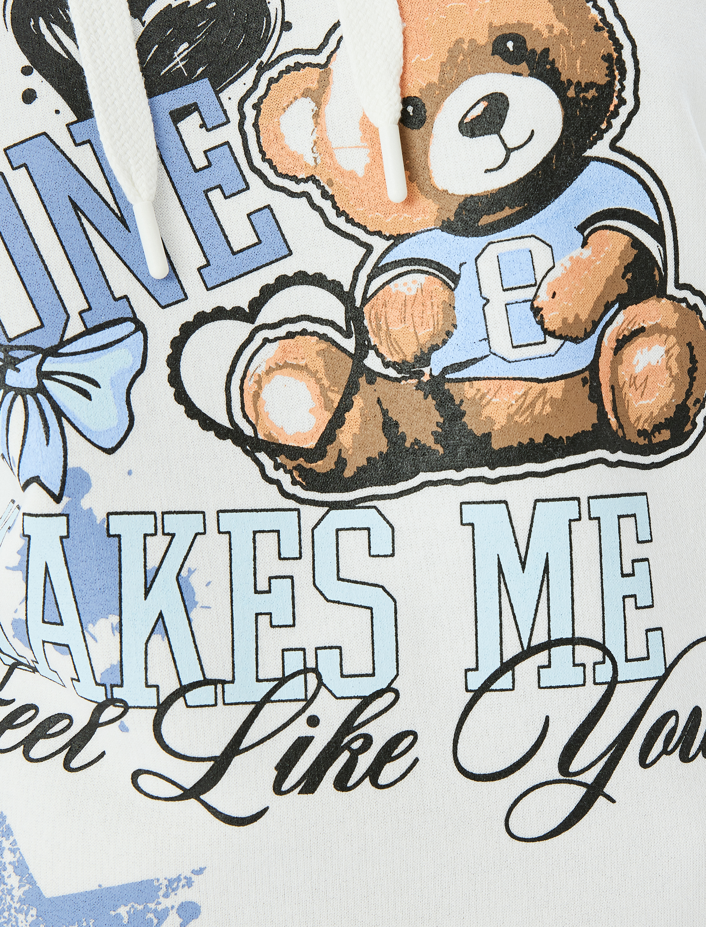   Şardonlu Kolej Baskılı Kapüşonlu Oversize Sweatshirt