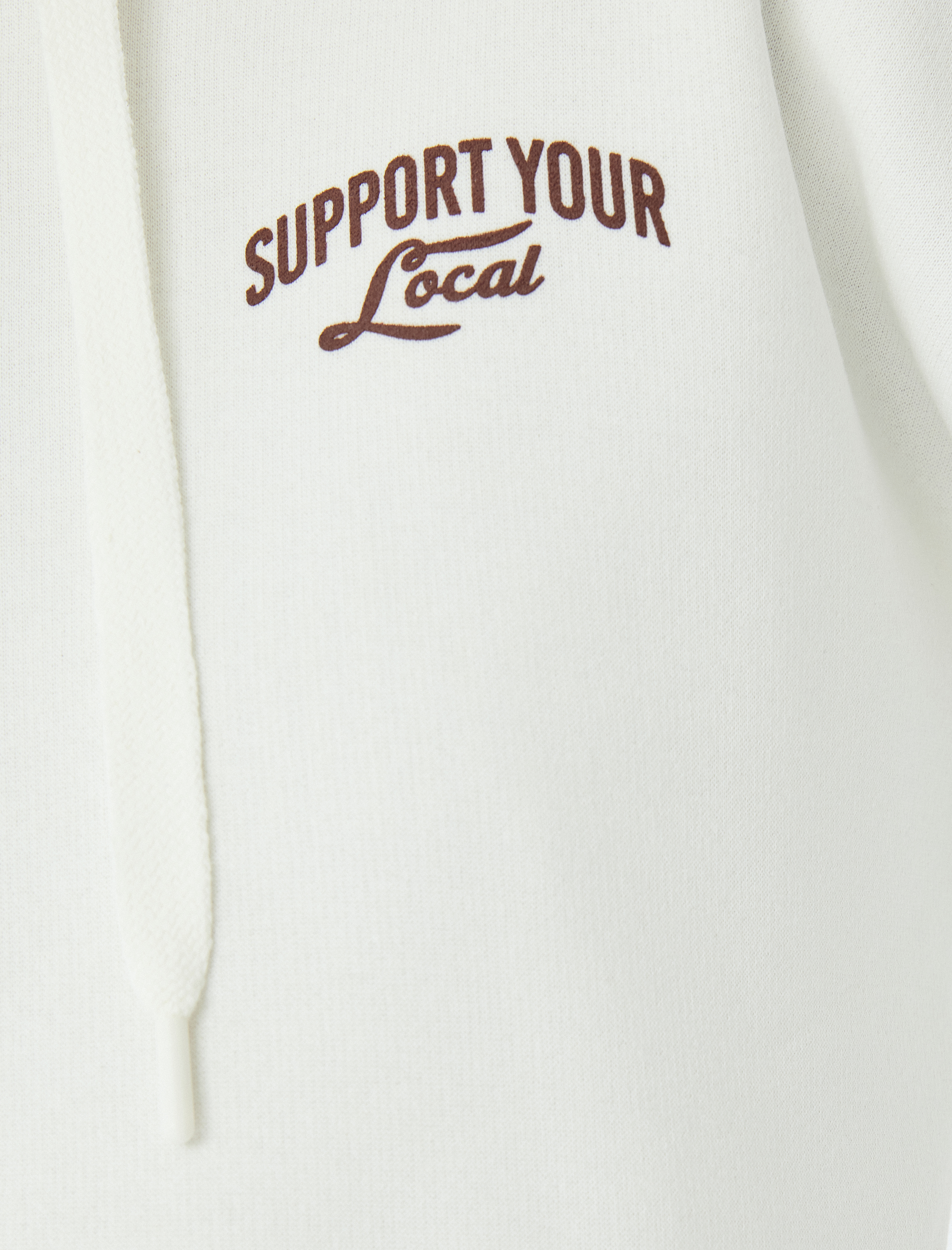   Şardonlu Arkası Baskılı Kapüşonlu Uzun Kollu Sweatshirt