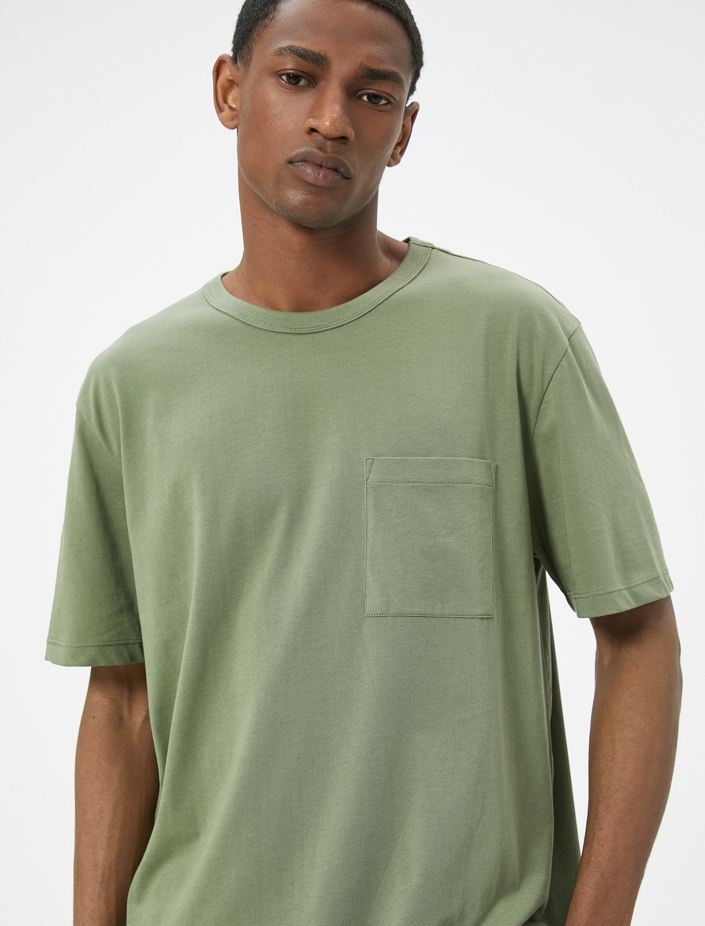   Cep Detaylı Kısa Kollu Regular Fit Bisiklet Yaka Pamuklu Tişört