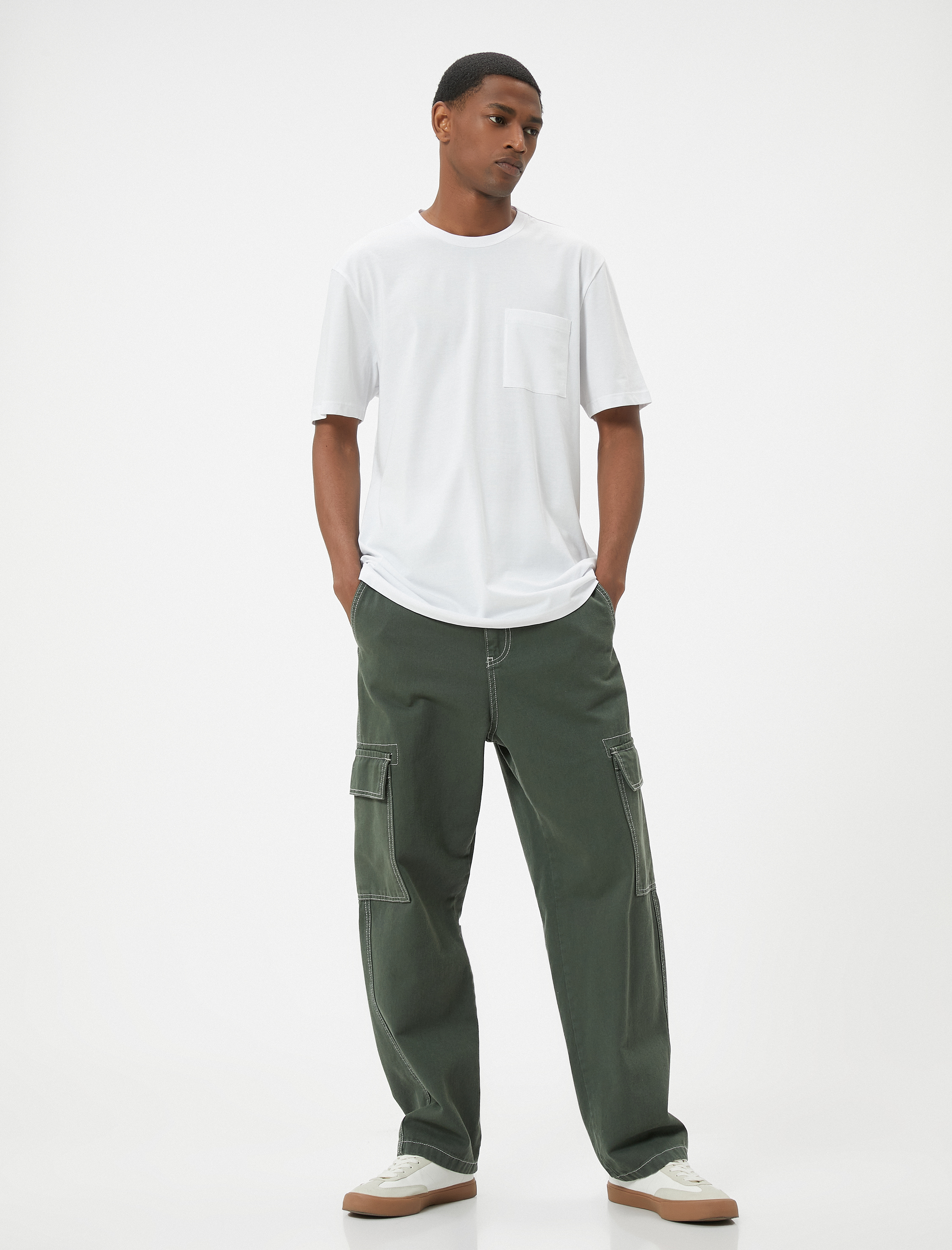   Cep Detaylı Kısa Kollu Regular Fit Bisiklet Yaka Pamuklu Tişört