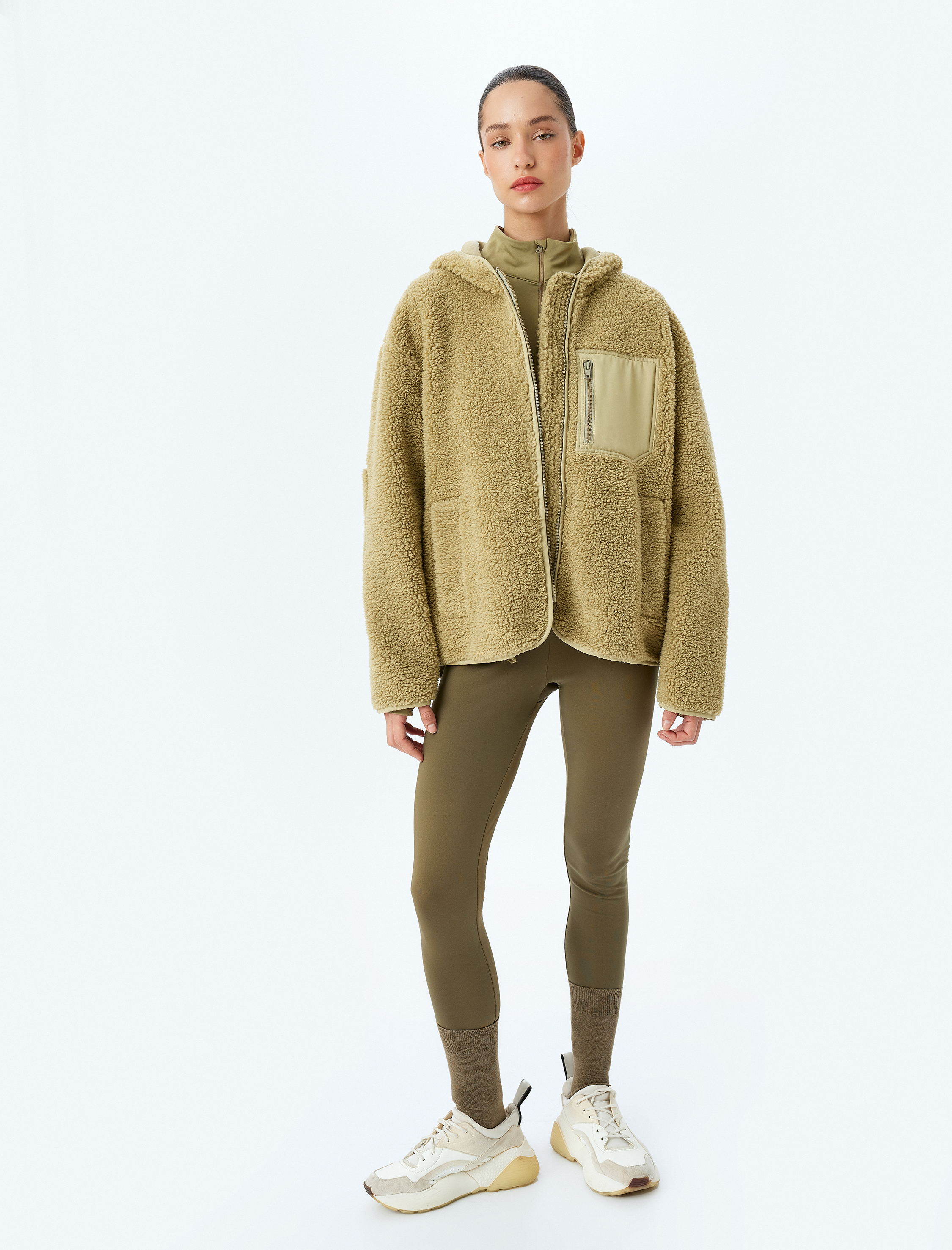 Spor Tayt Basic Yüksek Bel Şardonlu Yumuşak Tuşe Skinny Fit İnterlok