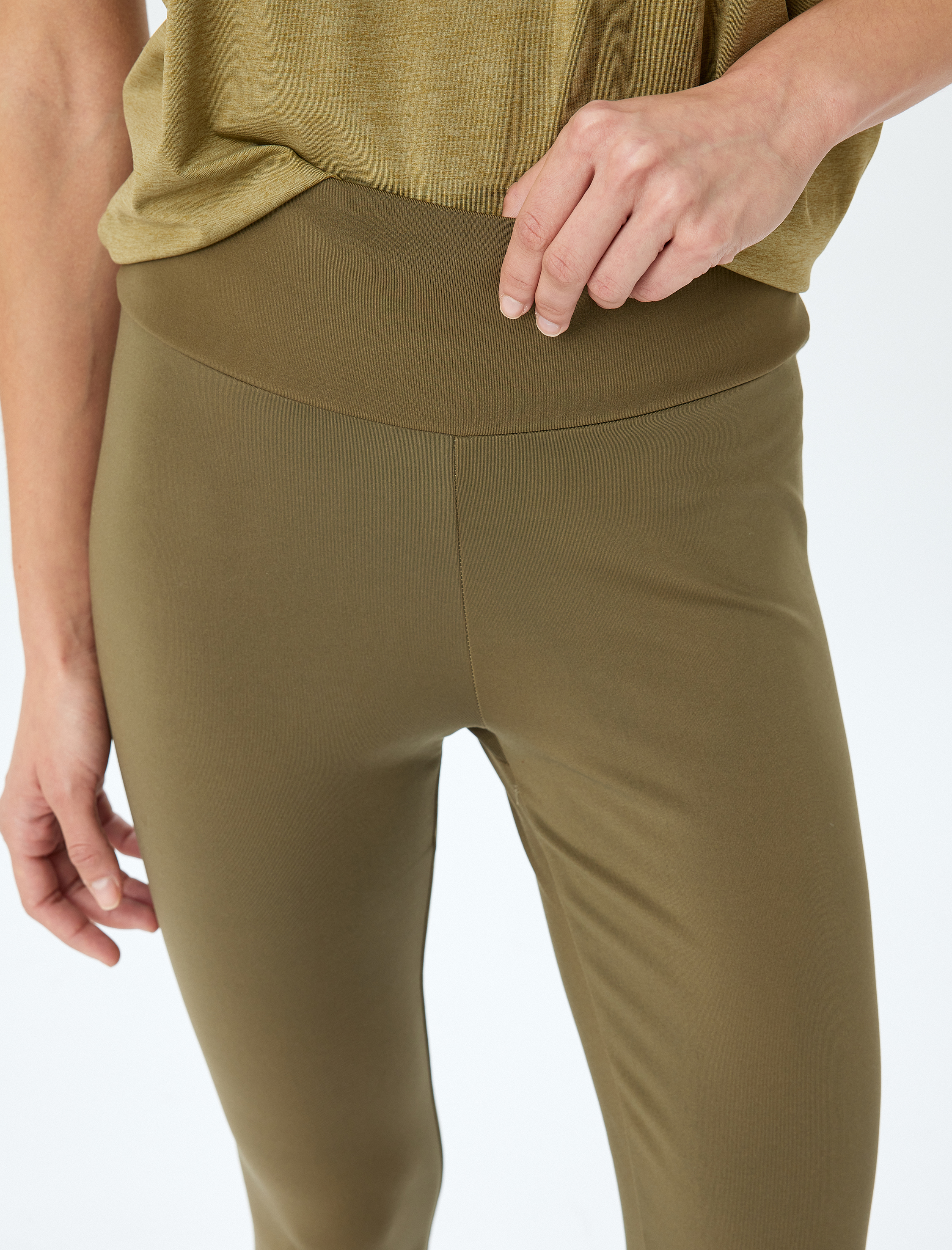 Spor Tayt Basic Yüksek Bel Şardonlu Yumuşak Tuşe Skinny Fit İnterlok