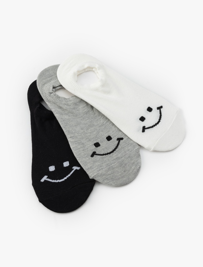 Kadın 3'lü Görünmez Çorap Seti Karakter Desenli Çok Renkli