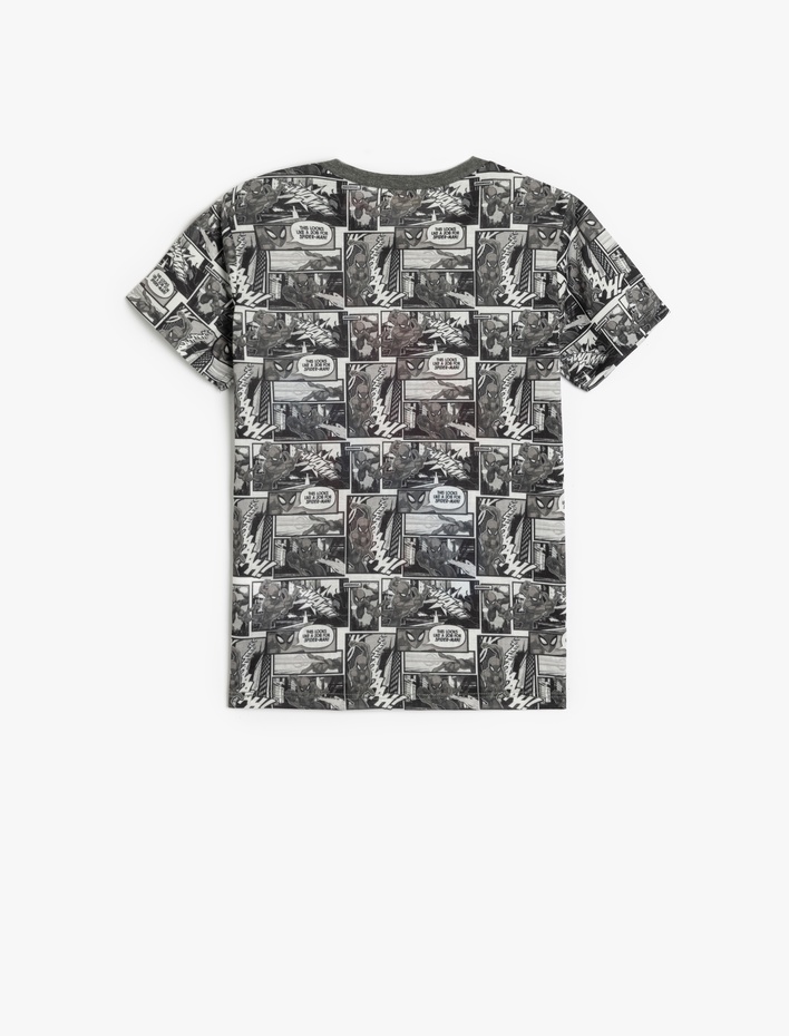 Erkek Çocuk Tişört Spiderman Baskılı Lisanslı Kısa Kollu Bisiklet Yaka