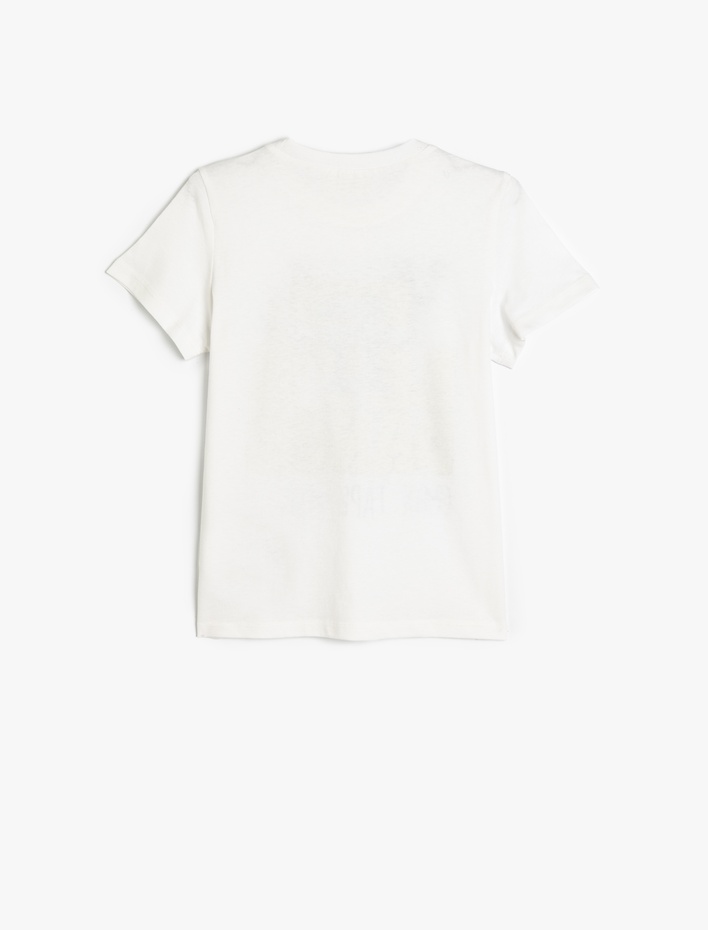 Erkek Çocuk Tişört Kısa Kollu Bisiklet Yaka Baskı Detaylı Pamuklu