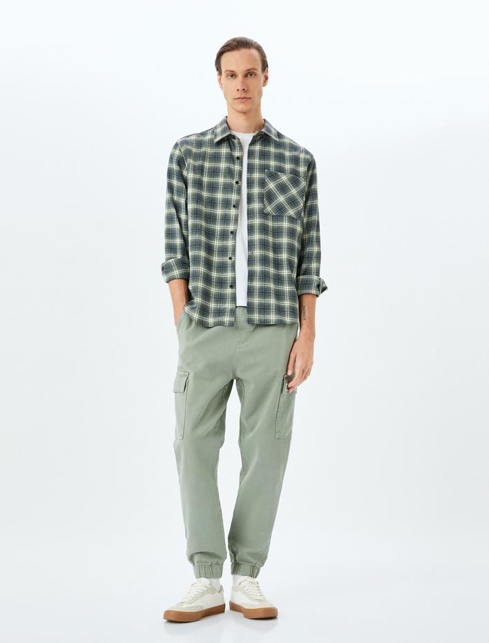  Beli Bağcıklı Pamuklu Gabardin Kargo Cep Detaylı Jogger Pantolon