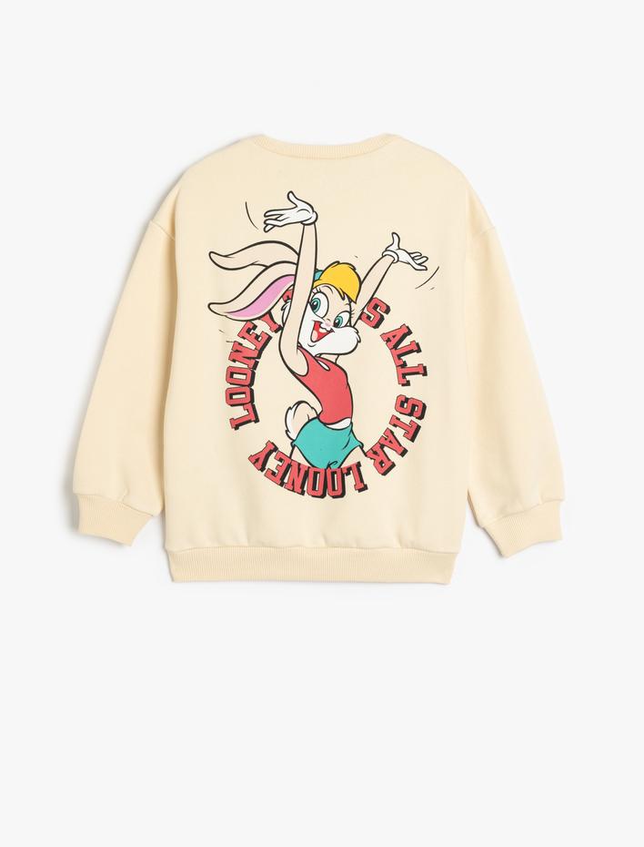 Kız Çocuk Lola Bunny Baskılı Lisanslı Pamuklu Uzun Kollu Şardonlu Sweatshirt