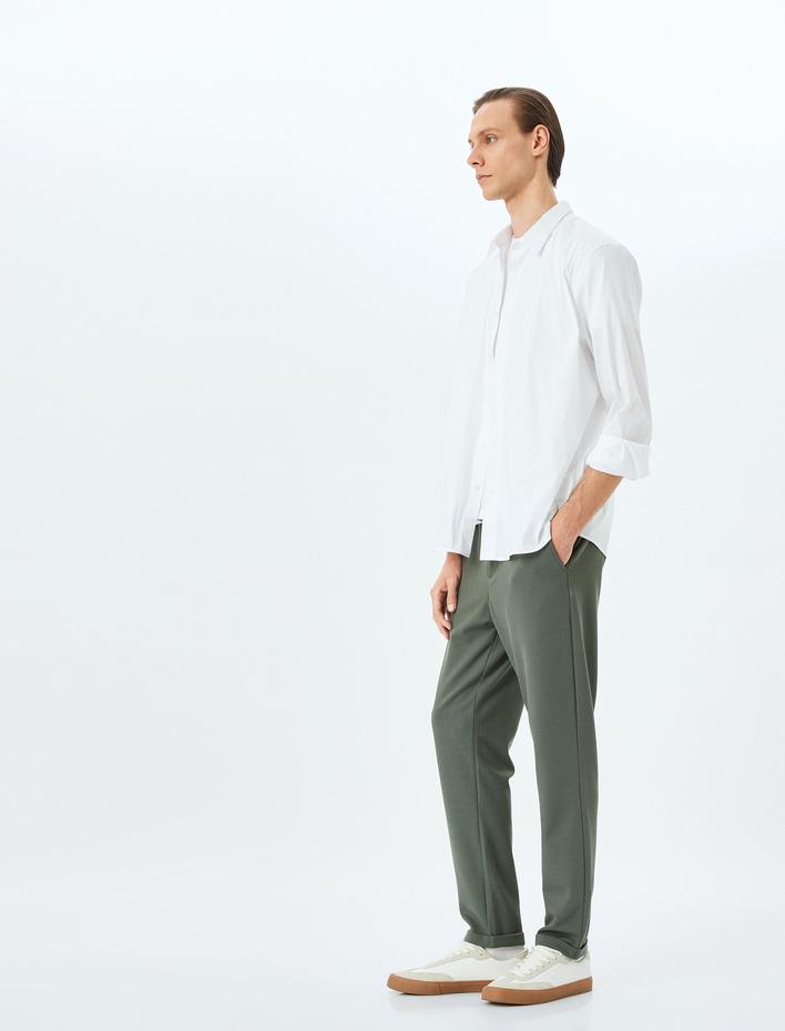  Slim Fit Chino Pantolon Lastik Detaylı