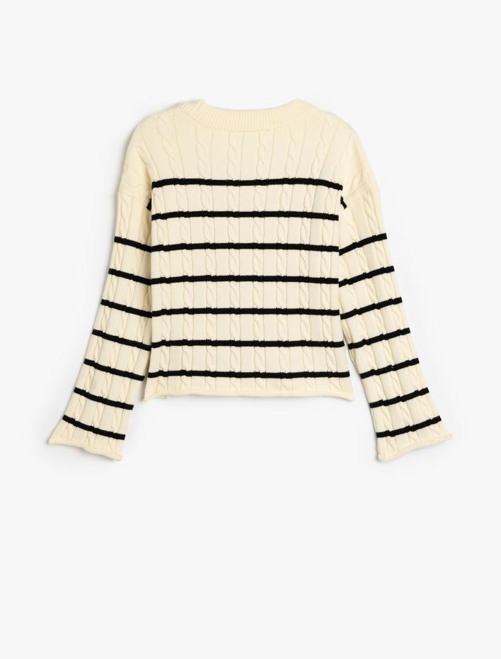 Kız Çocuk Kazak Uzun Kollu Bisiklet Yaka Viskoz Karışımlı