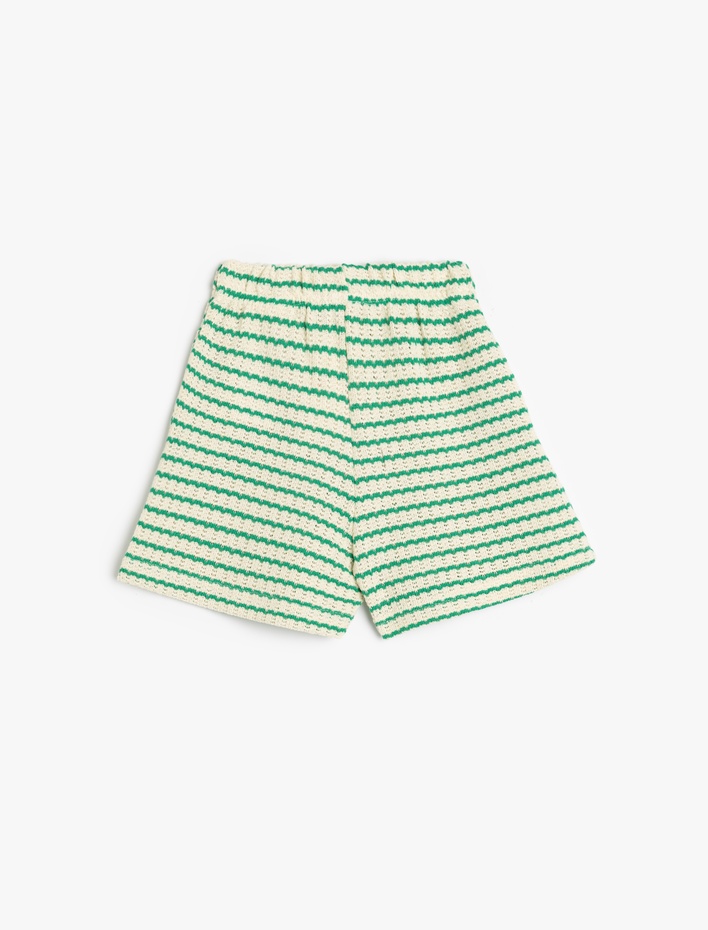 Kız Çocuk Ajurlu Şort Beli Lastikli Pamuk Karışımlı