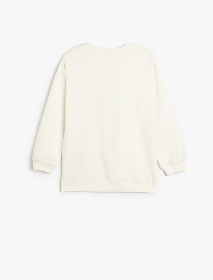 Kız Çocuk Sweatshirt Unicorn Baskılı Uzun Kollu Bisiklet Yaka Pamuklu