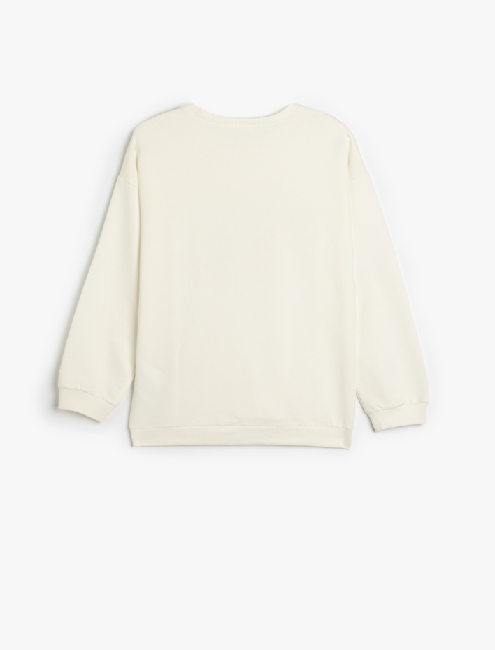 Kız Çocuk Sweatshirt Çilek Baskılı Uzun Kollu Bisiklet Yaka Pamuklu