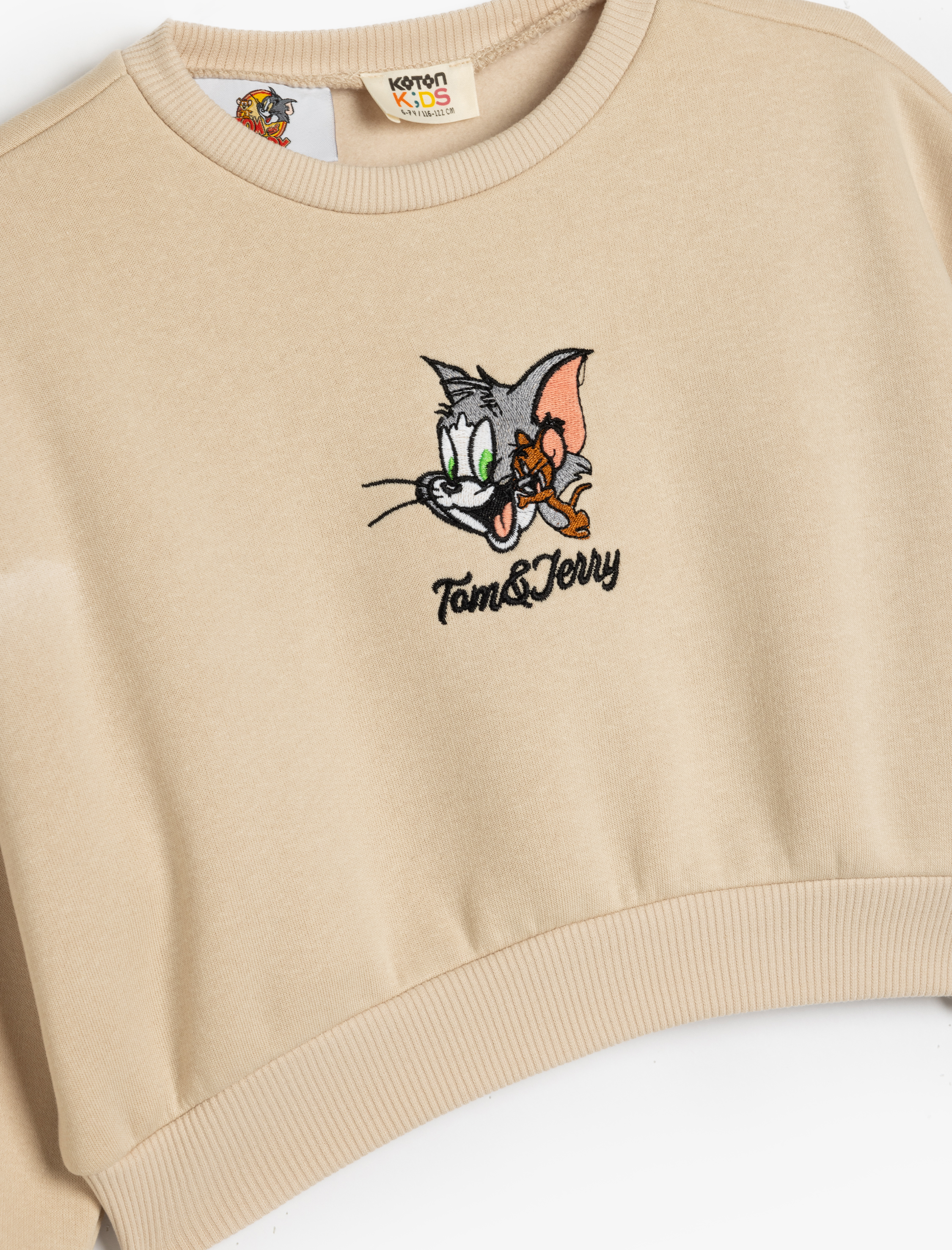  Kız Çocuk Tom ve Jerry Sweat Lisanslı Bisiklet Yaka Uzun Kollu Şardonlu