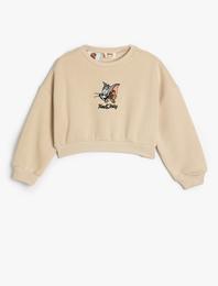 Tom ve Jerry Sweat Lisanslı Bisiklet Yaka Uzun Kollu