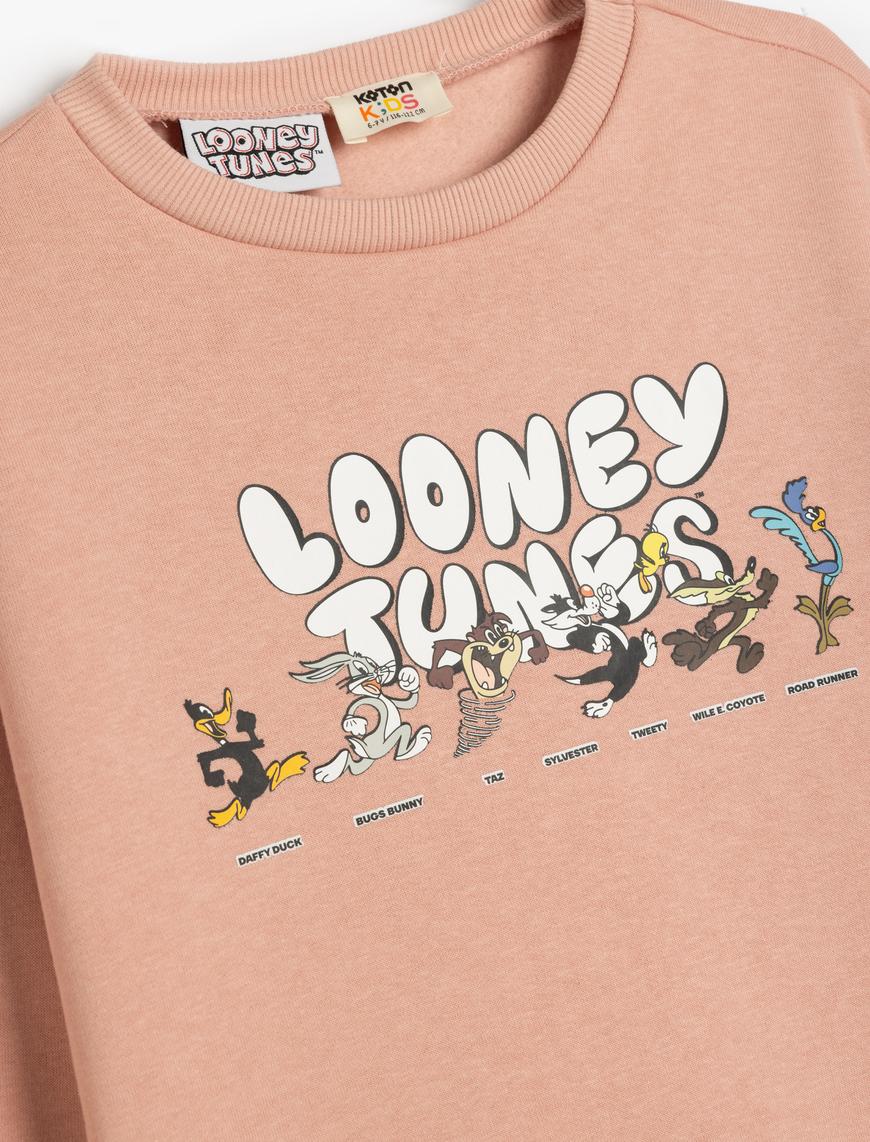  Kız Çocuk Looney Tunes Sweat Lisanslı Bisiklet Yaka Uzun Kollu Şardonlu