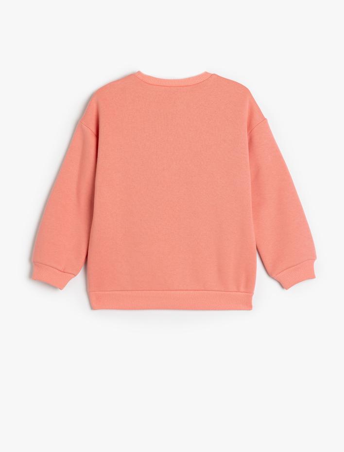 Kız Çocuk Sweatshirt Unicorn Baskılı Uzun Kollu Bisiklet Yaka Şardonlu