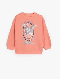 Sweatshirt Unicorn Baskılı Uzun Kollu Bisiklet Yaka