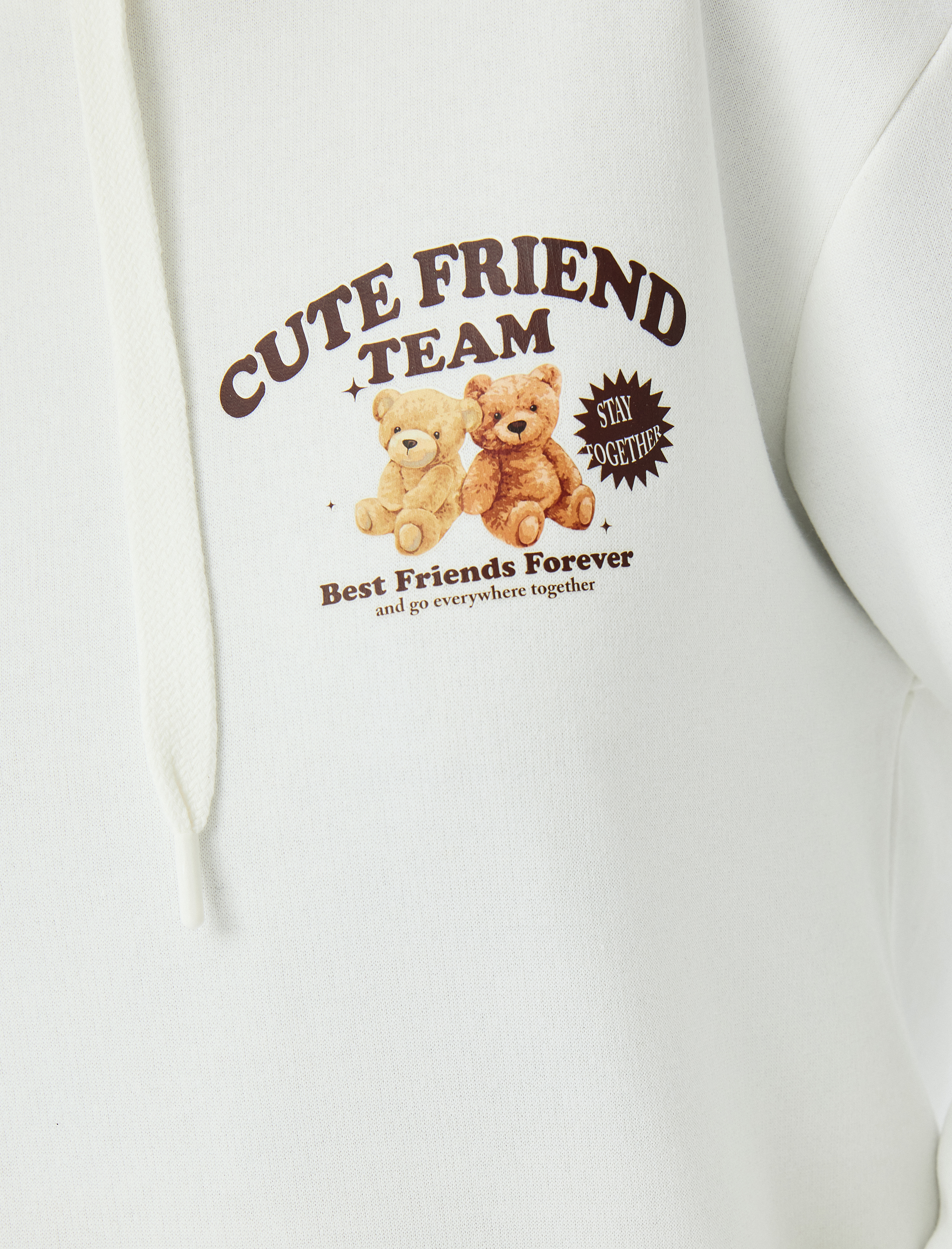   Şardonlu Arkası Baskılı Kanguru Cepli Kapüşonlu Sweatshirt