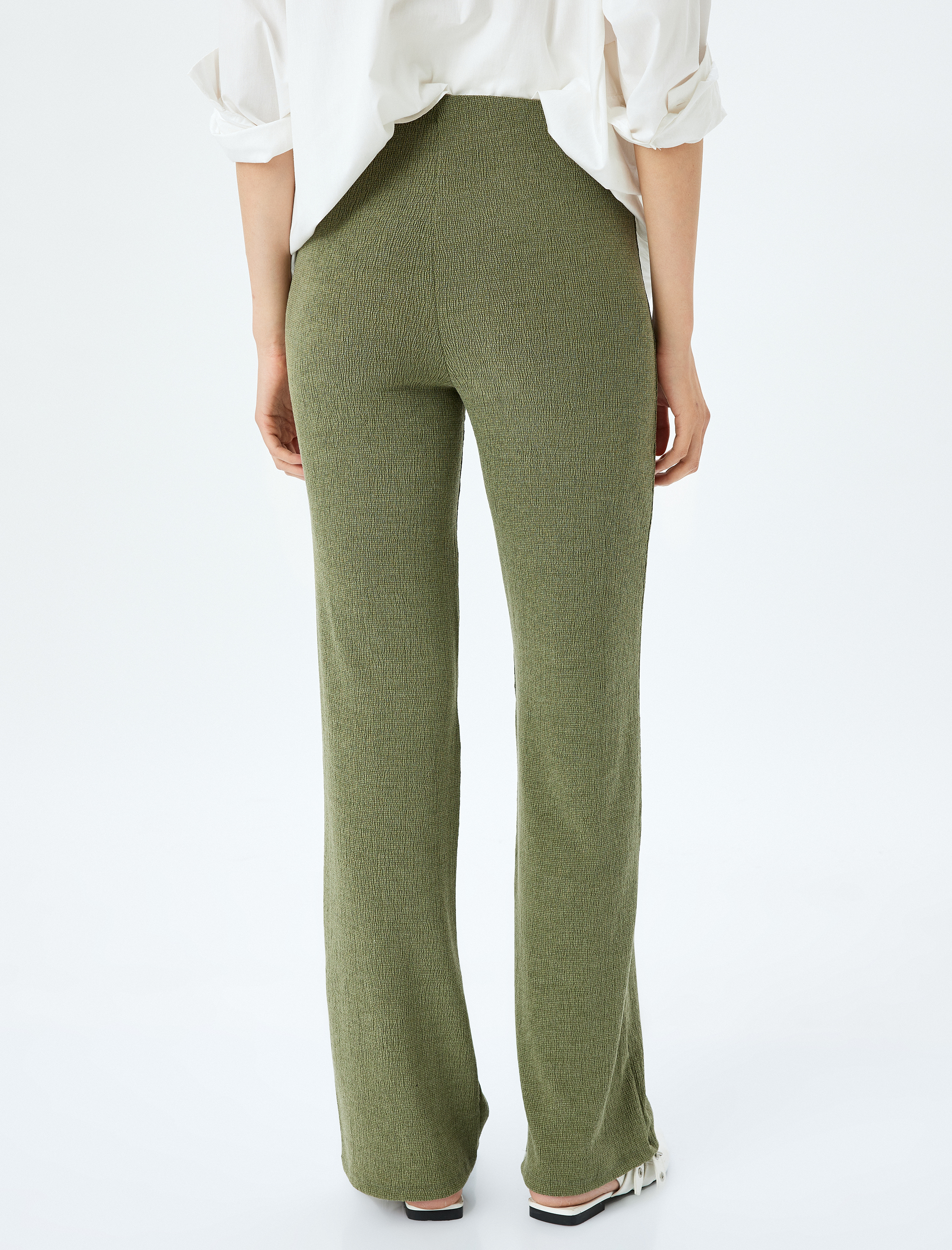   Standart Bel Dokulu Bol Paça Pantolon