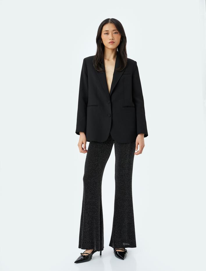  Parıltılı İspanyol Paça Pantolon