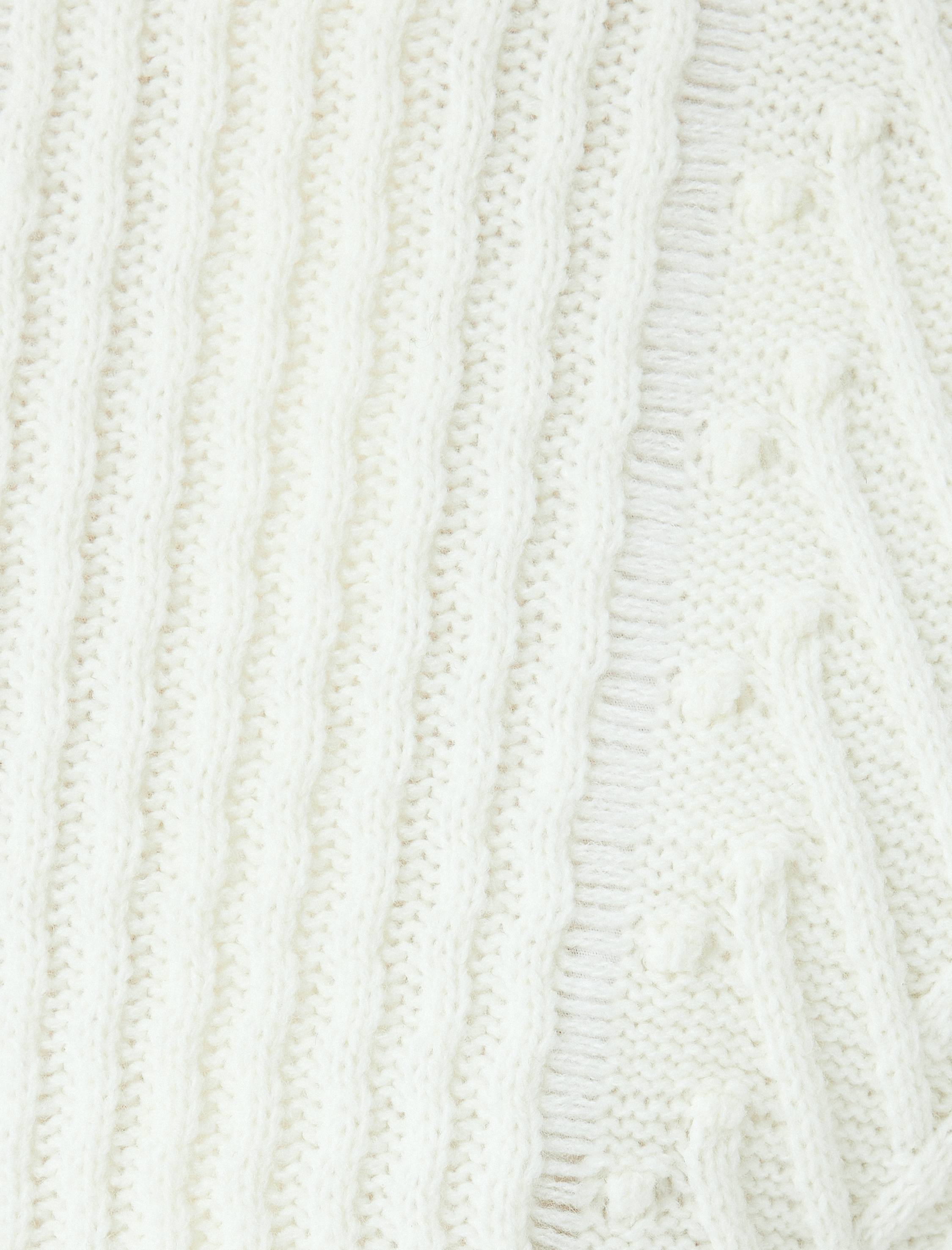   Uzun Kollu Bisiklet Yaka Geometrik Dokulu Örgü Kazak