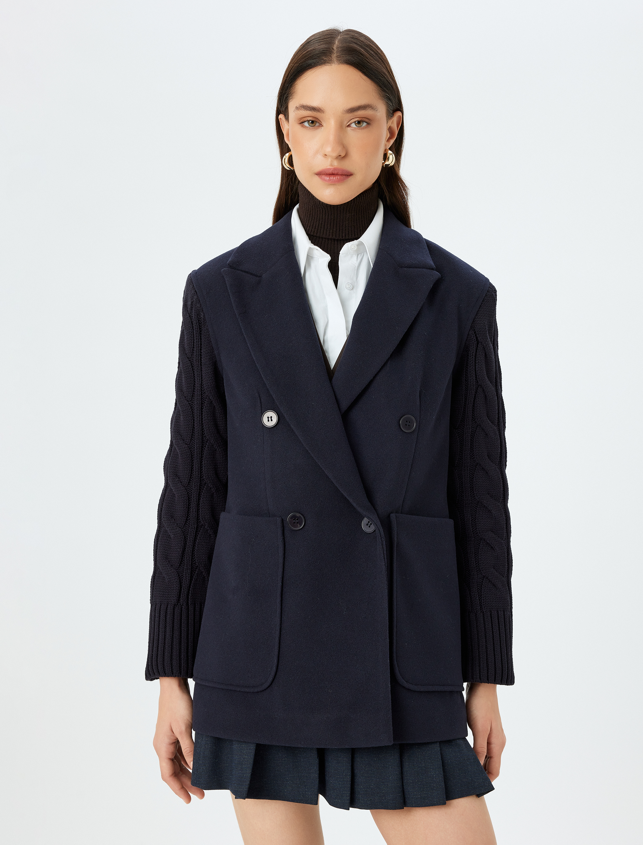 KHOKI No Collar Jacket サイズ2 ネイビー KHOKI No Collar Jacket サイズ2 ネイビー