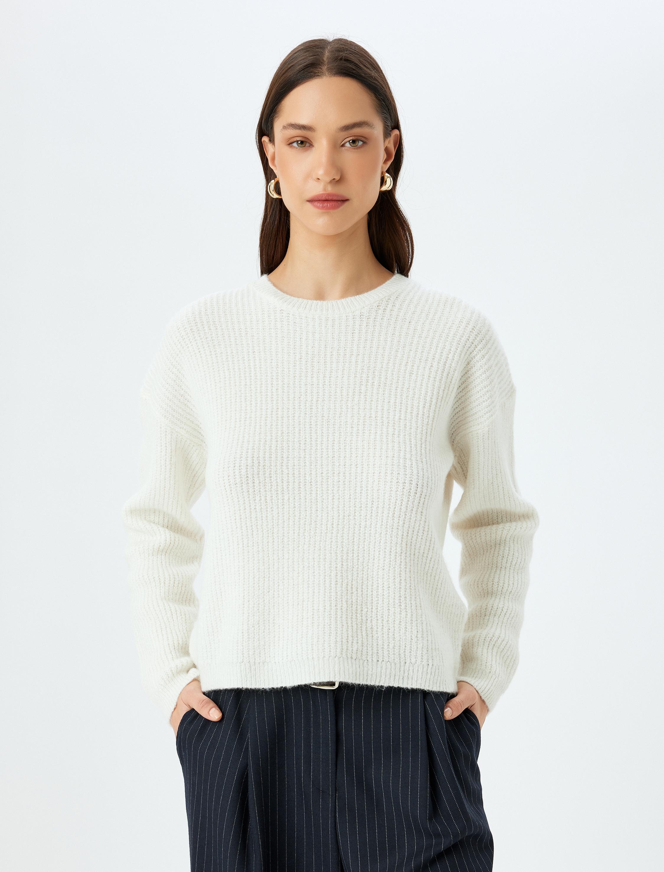   Uzun Kollu Bisiklet Yaka Basic Triko Kazak