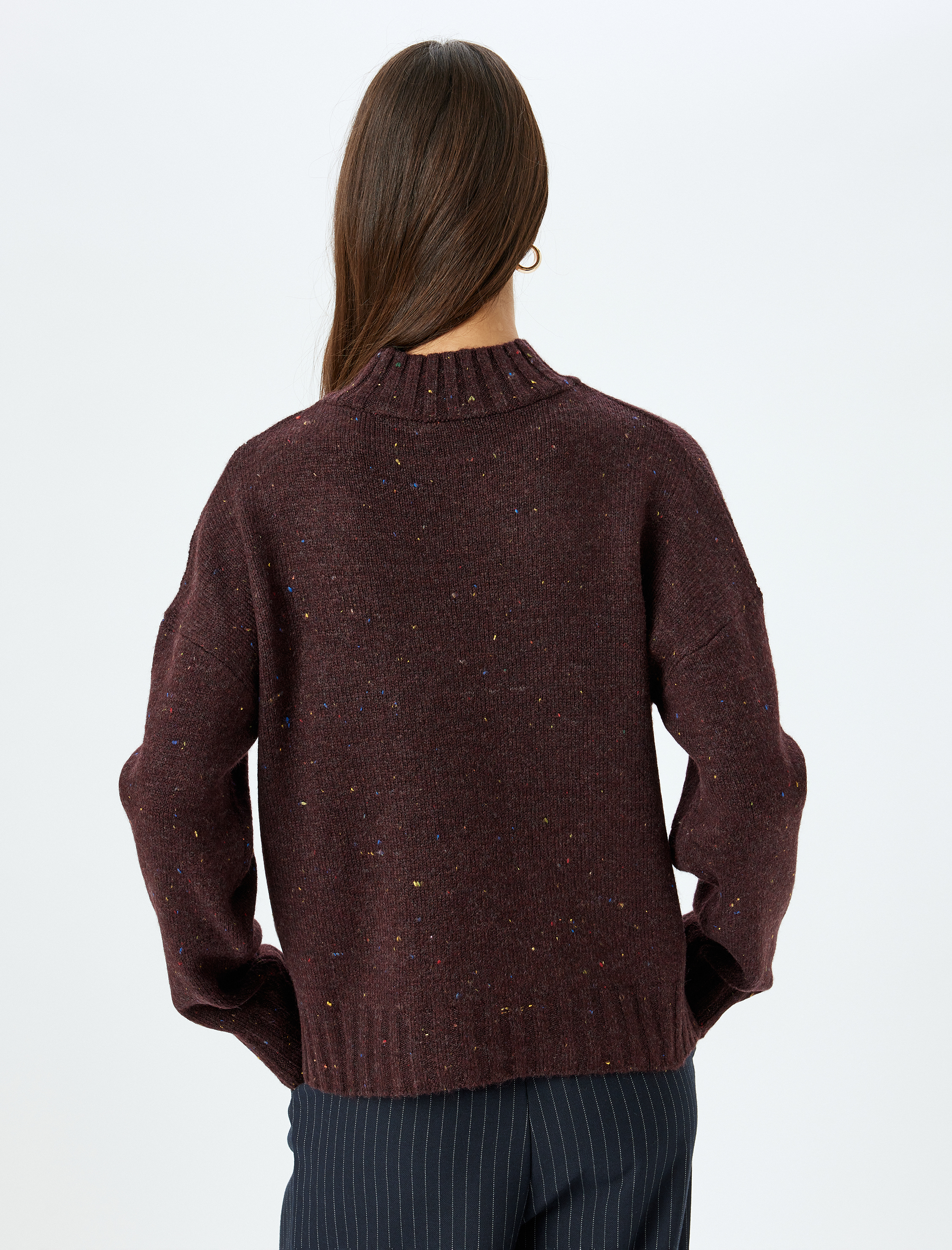   Uzun Kollu Dik Yaka Basic Triko Kazak