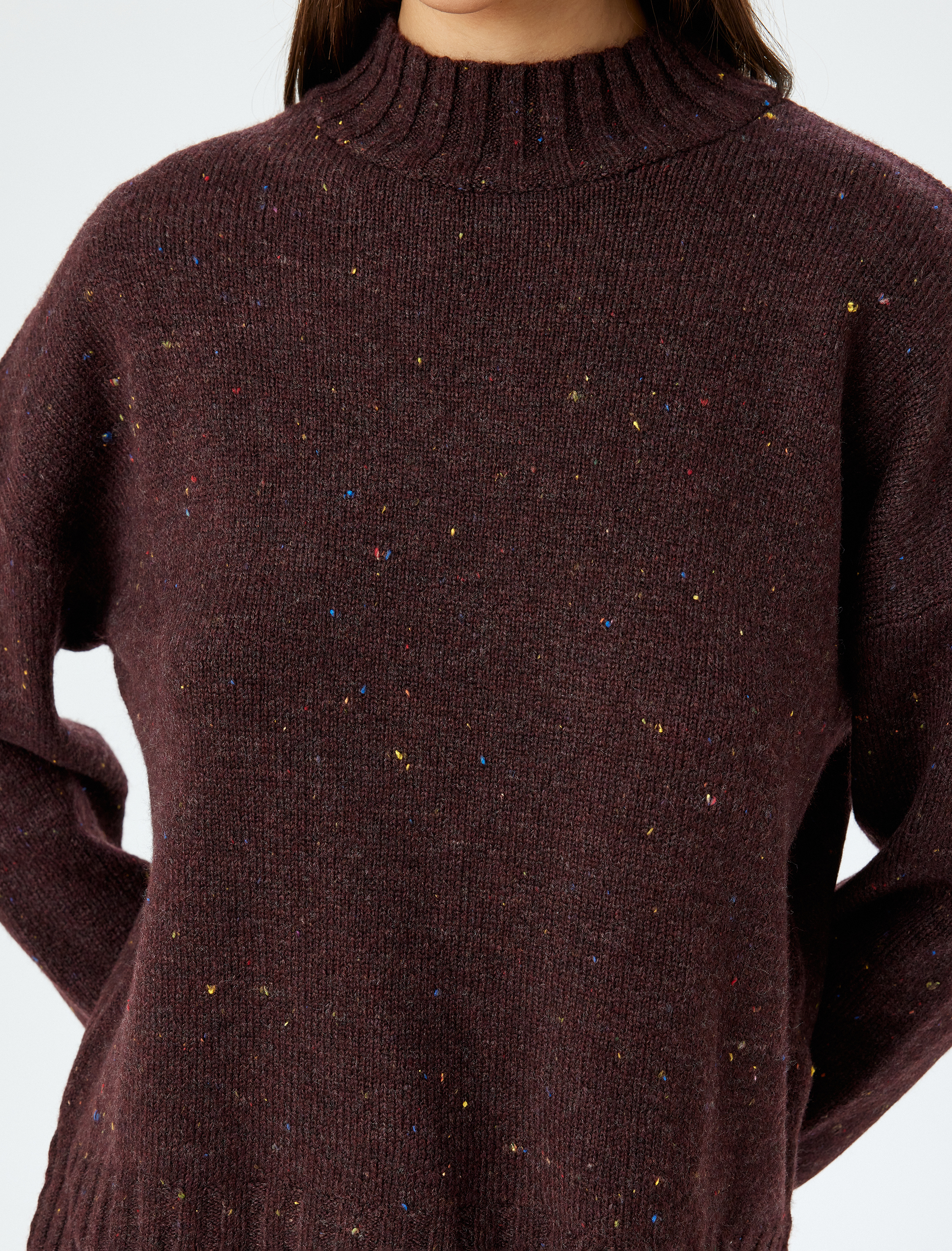   Uzun Kollu Dik Yaka Basic Triko Kazak