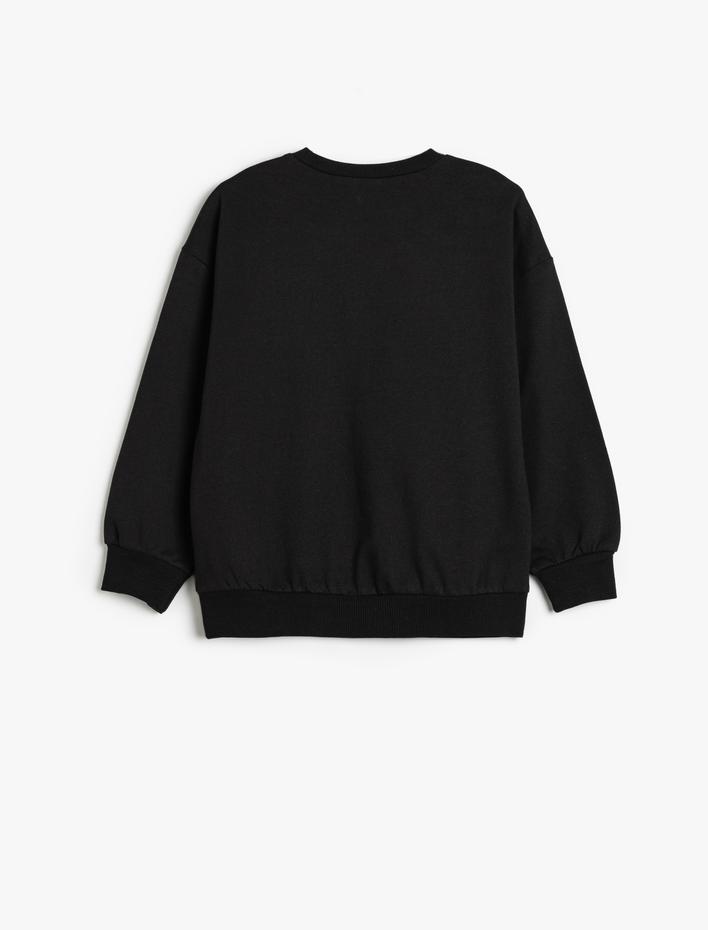 Kız Çocuk Sweatshirt Unicorn Baskılı Uzun Kollu Bisiklet Yaka Şardonlu