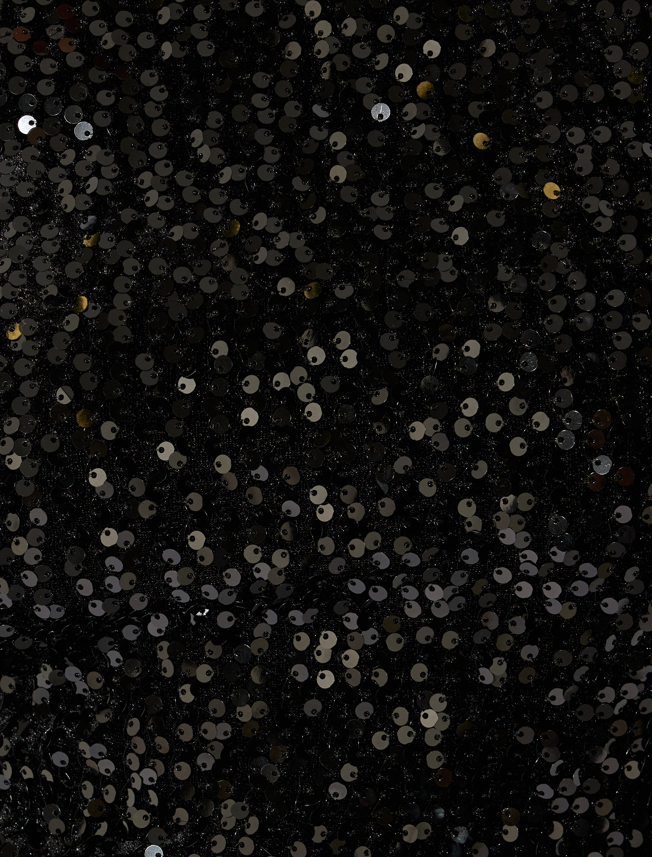   Yuvarlak Yaka Uzun Kollu Slim Fit Mini Pullu Payetli Kalem Elbise