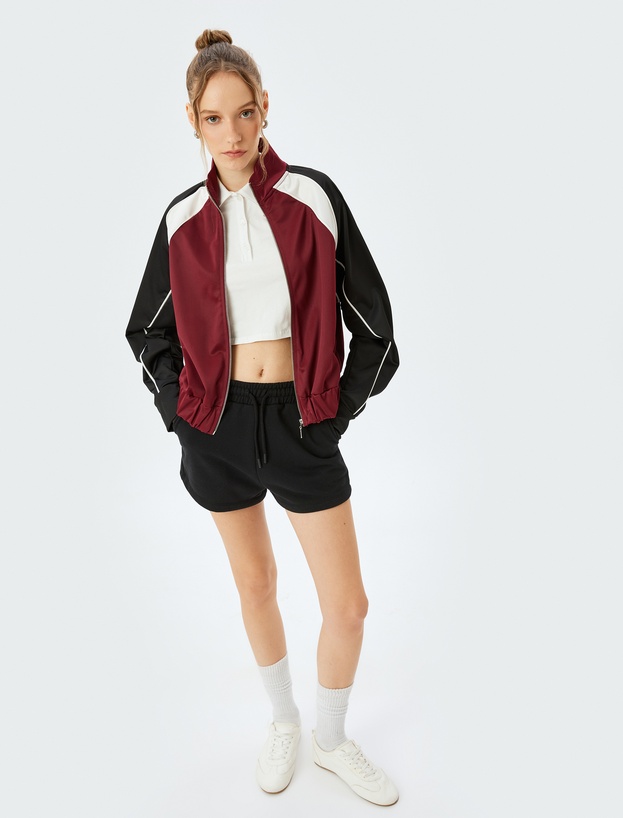 Beli Bağcıklı Cep Detaylı Şardonlu Basic Mini Şort_0