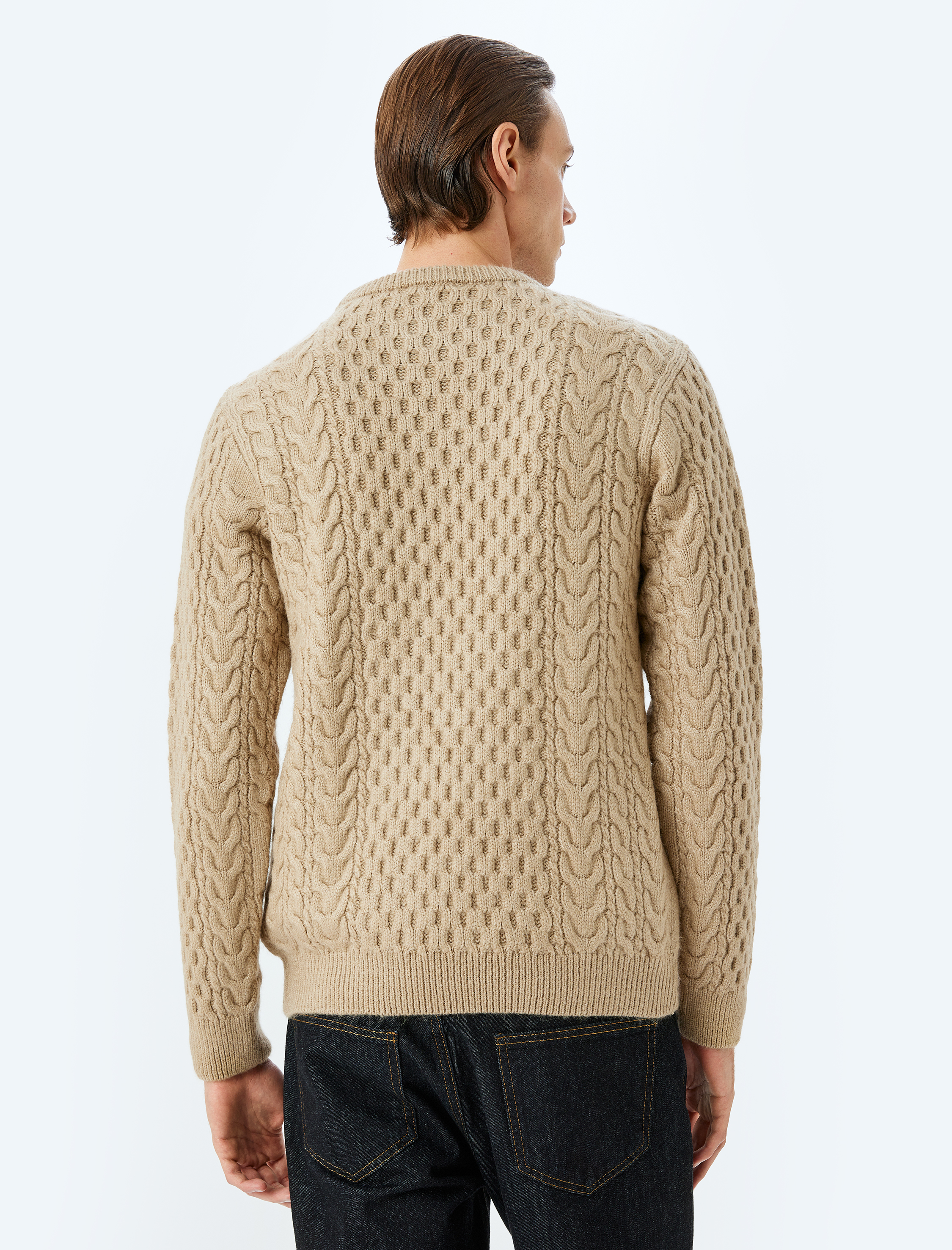   Bisiklet Yaka Dokulu Kışlık Triko Kazak