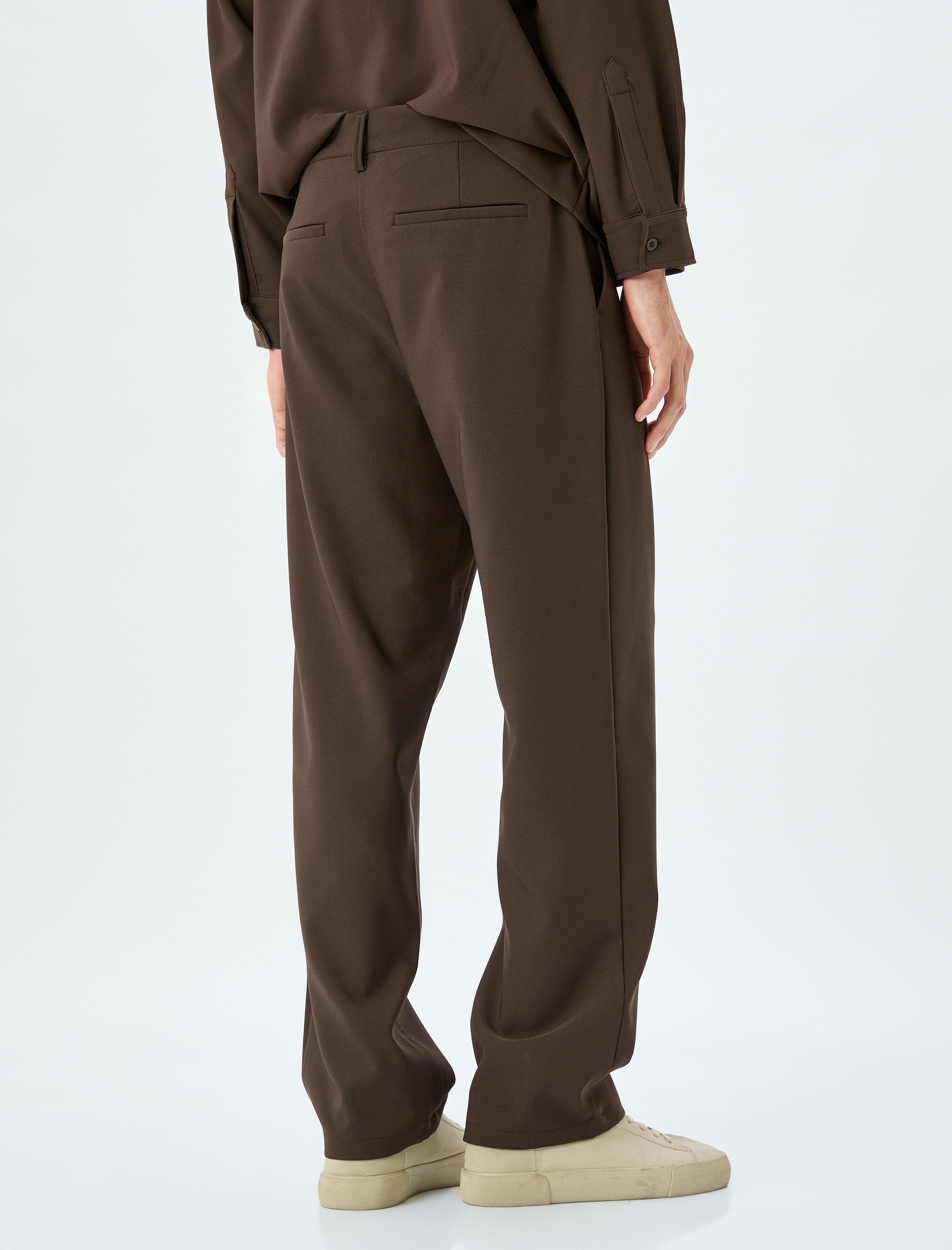   Düğmeli Chino Cep Detaylı Palazzo Bol Kumaş Pantolon