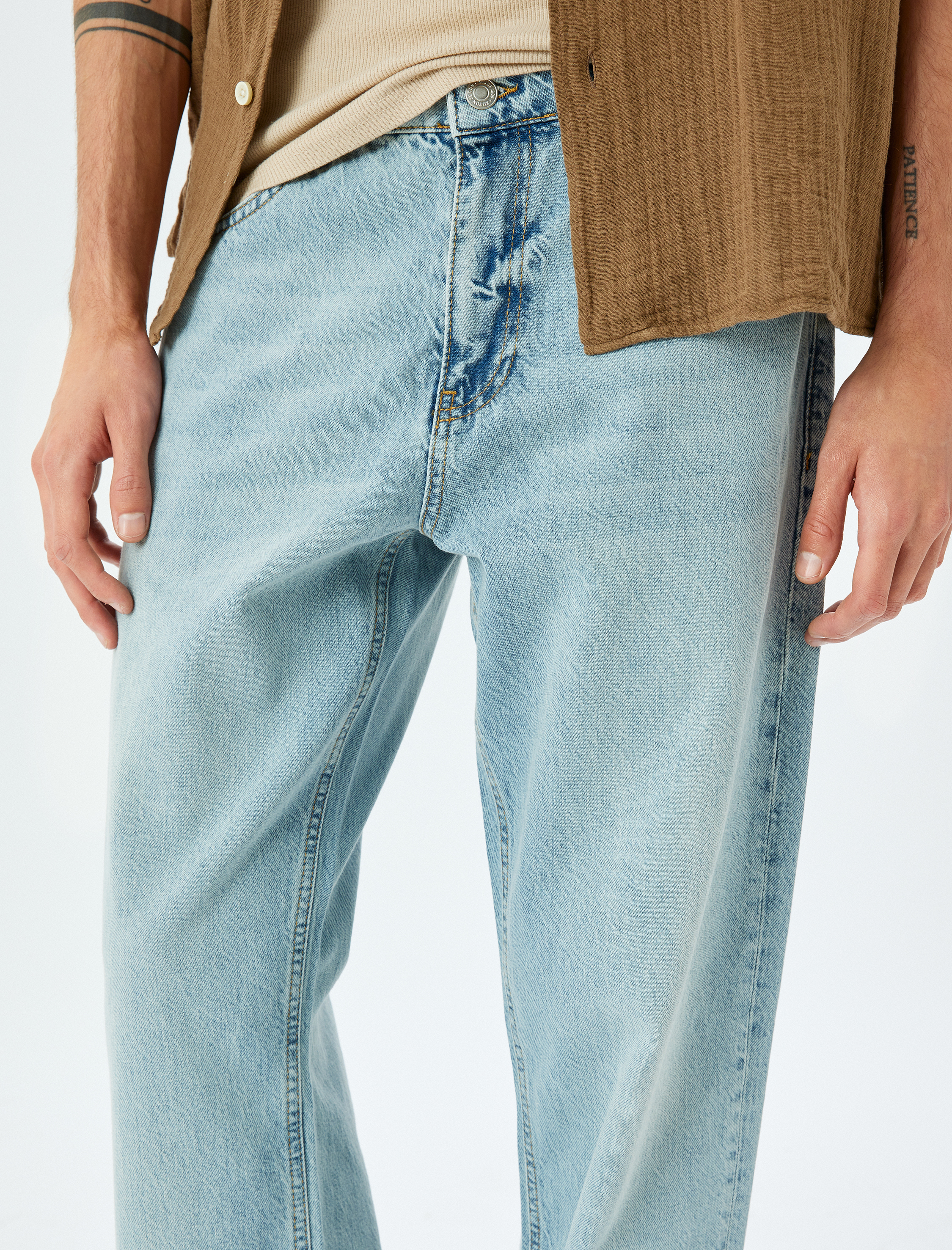 Vintage Straight Bol Jean Pantolon Cep Detaylı Pamuklu