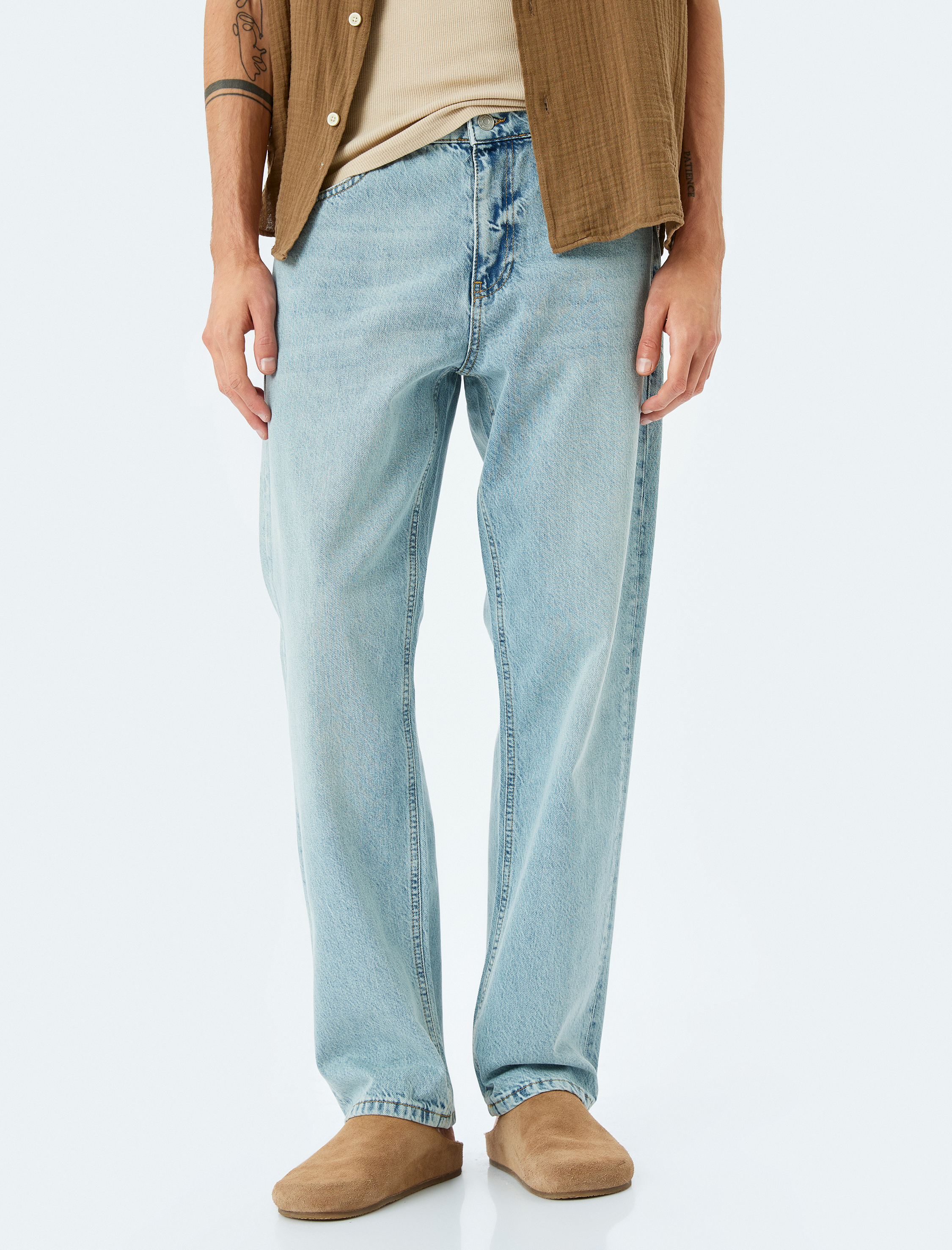 Vintage Straight Bol Jean Pantolon Cep Detaylı Pamuklu