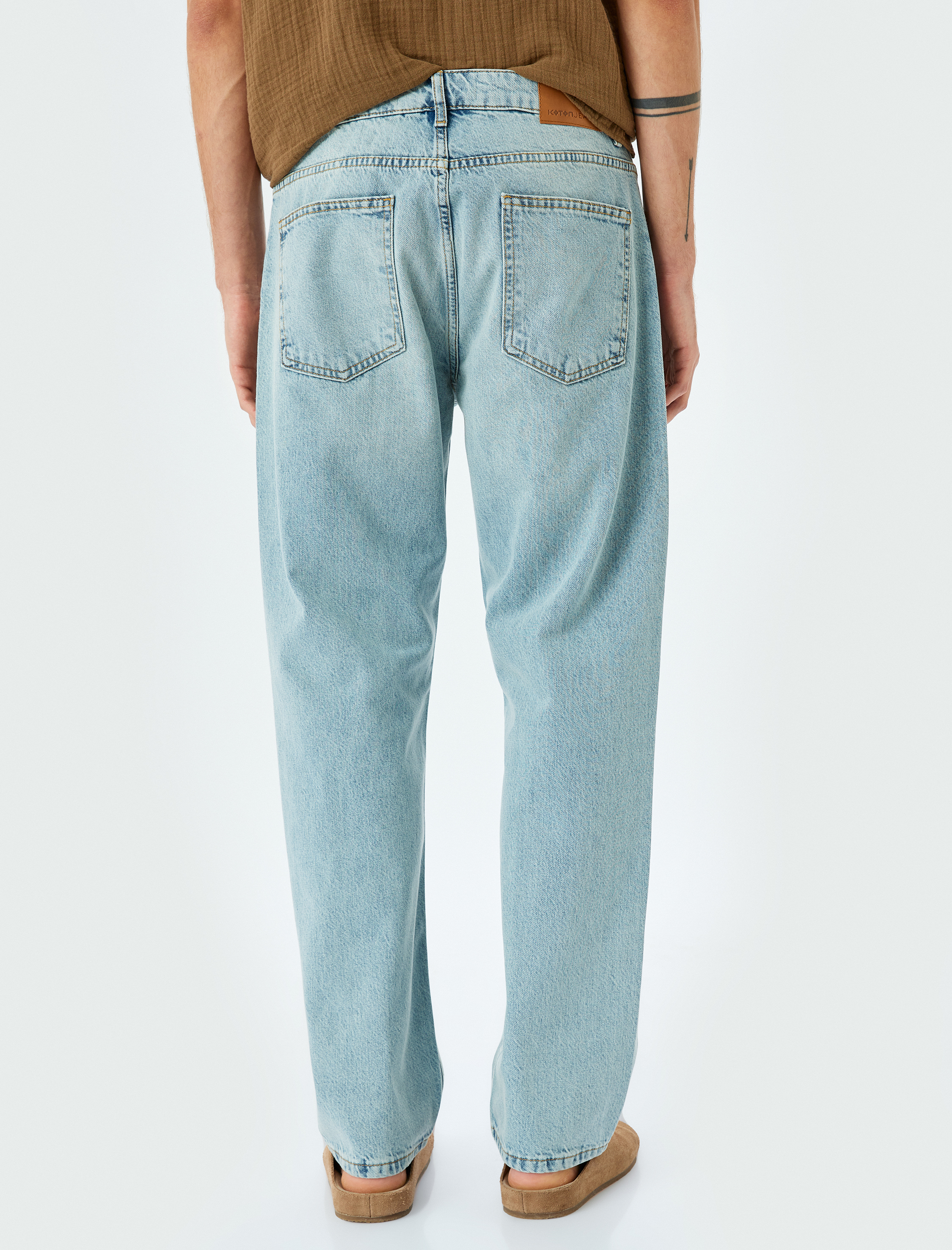 Vintage Straight Bol Jean Pantolon Cep Detaylı Pamuklu