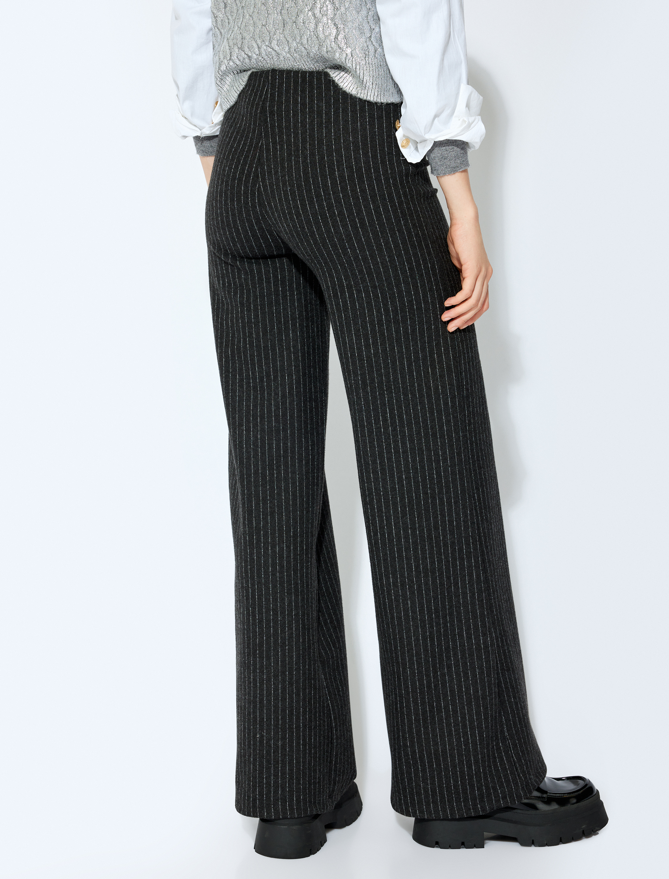   Koton X Şahika Ercümen - Yumuşak Dokulu Çizgili Geniş Paça Pantolon