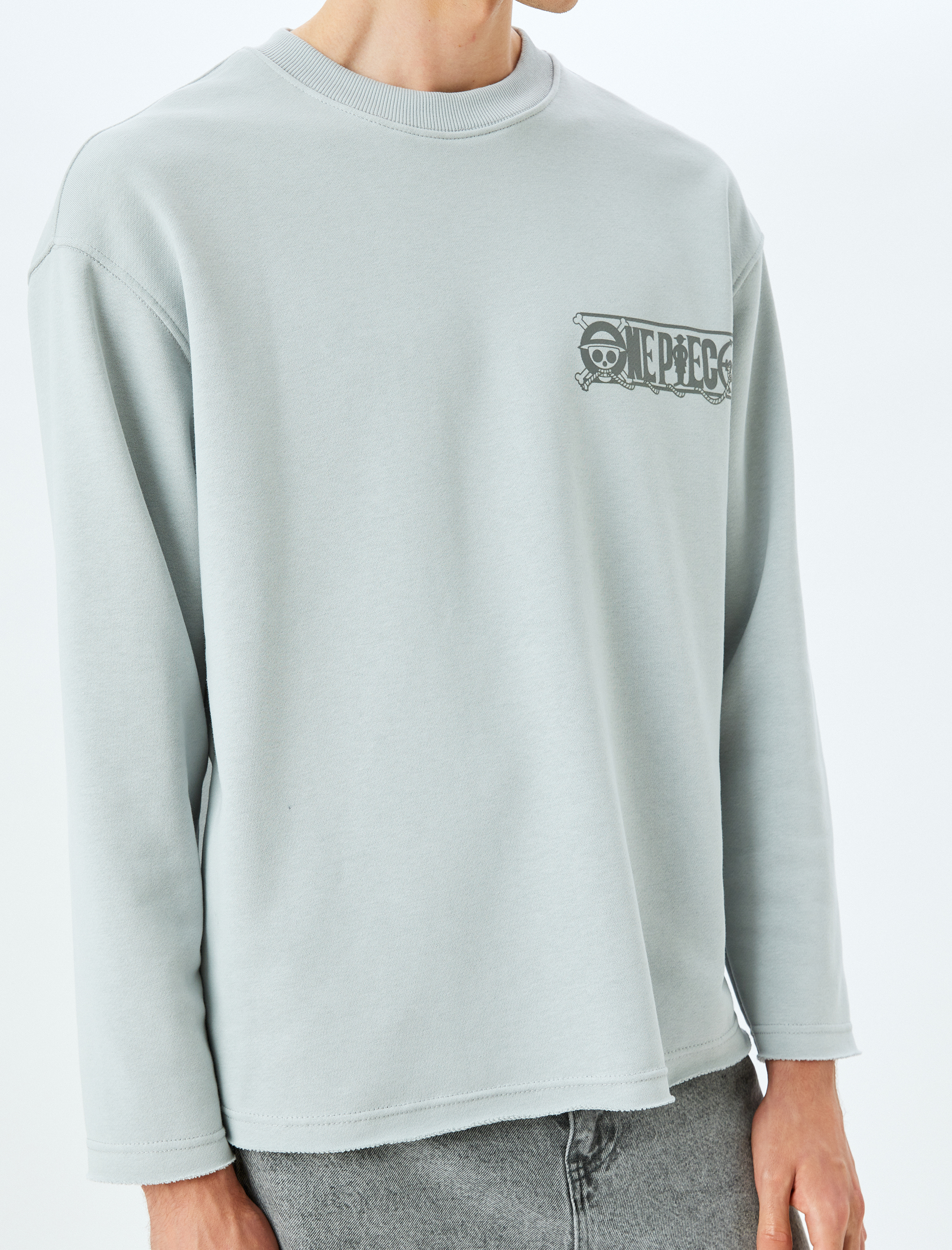   Bisiklet Yaka Oversize Pamuk Karışımlı Lisanslı One Piece Sweatshirt