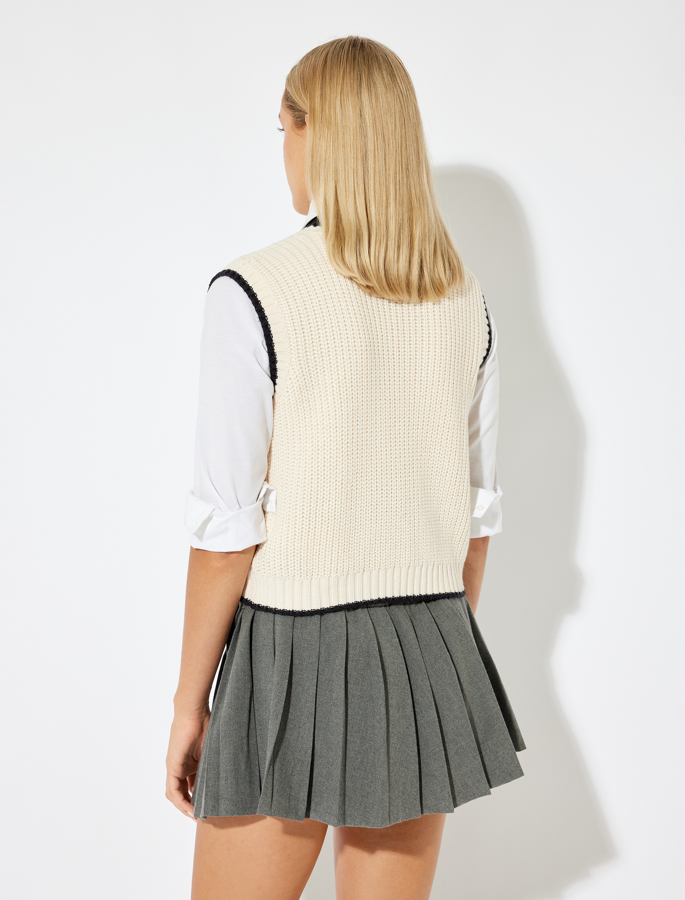   Triko Örgü Dokulu Kolsuz Süveter Bisiklet Yaka