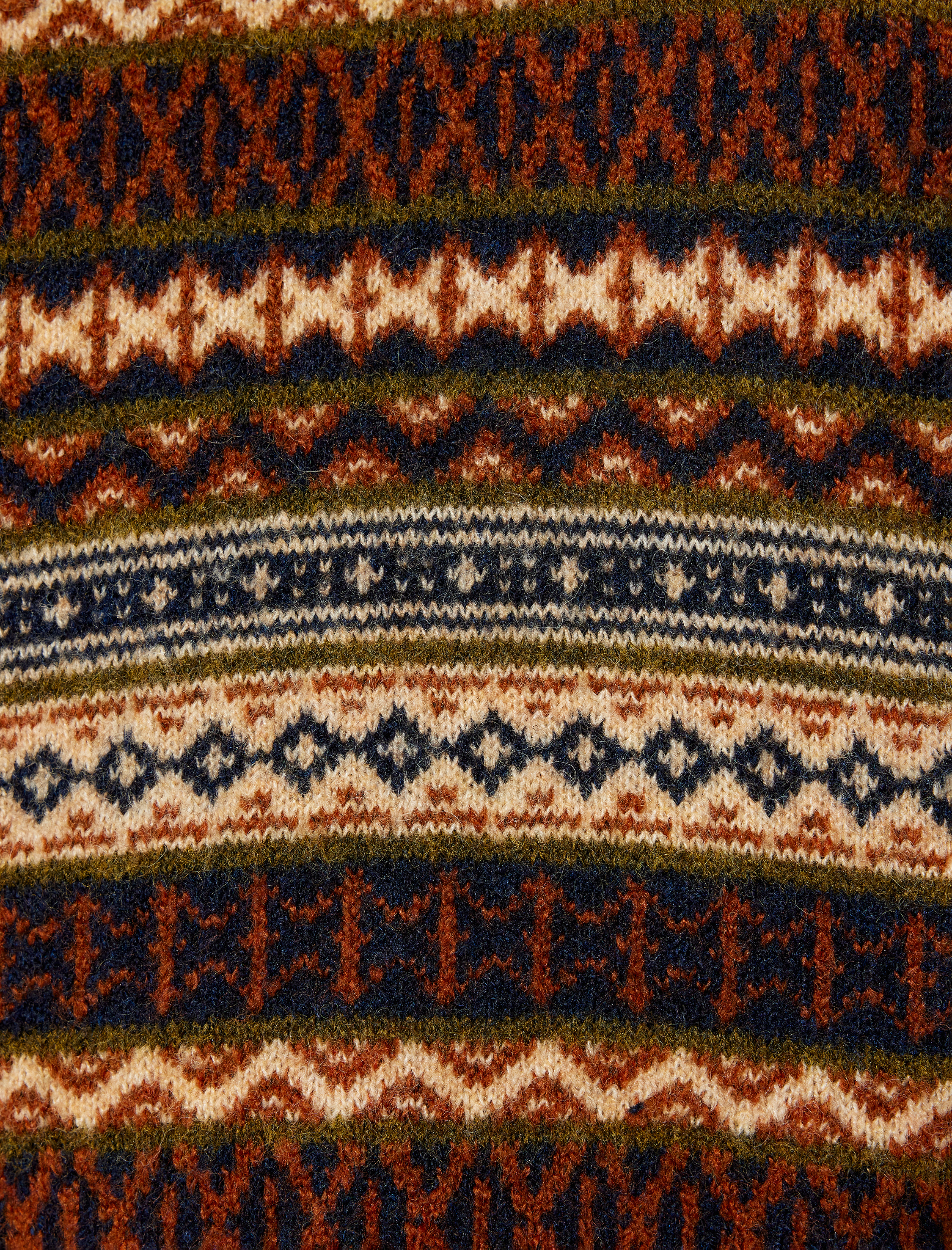   Dik Yaka Kolsuz Etnik Desenli Örgü Süveter