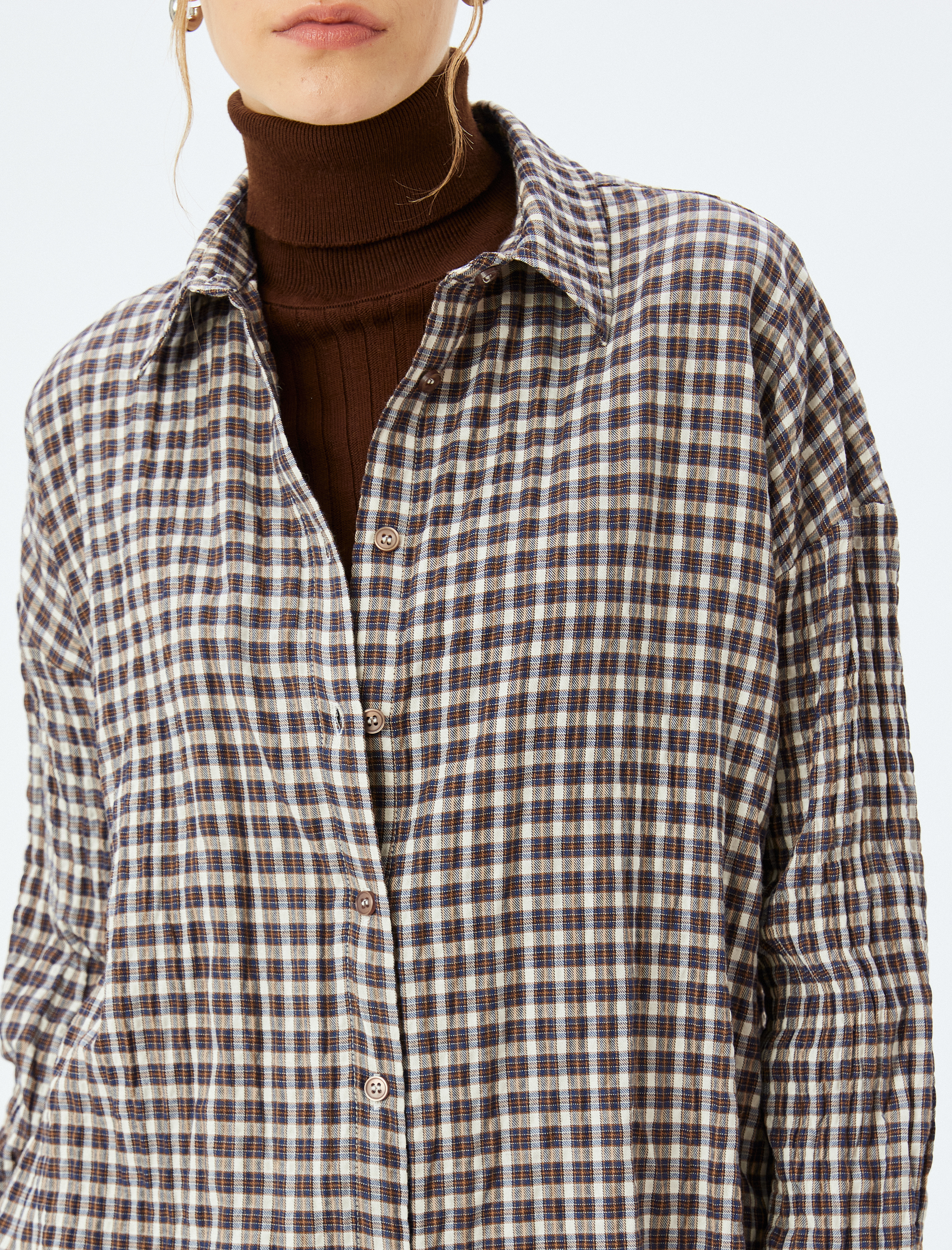   Klasik Yaka Uzun Kollu Düğmeli Oduncu Gömleği